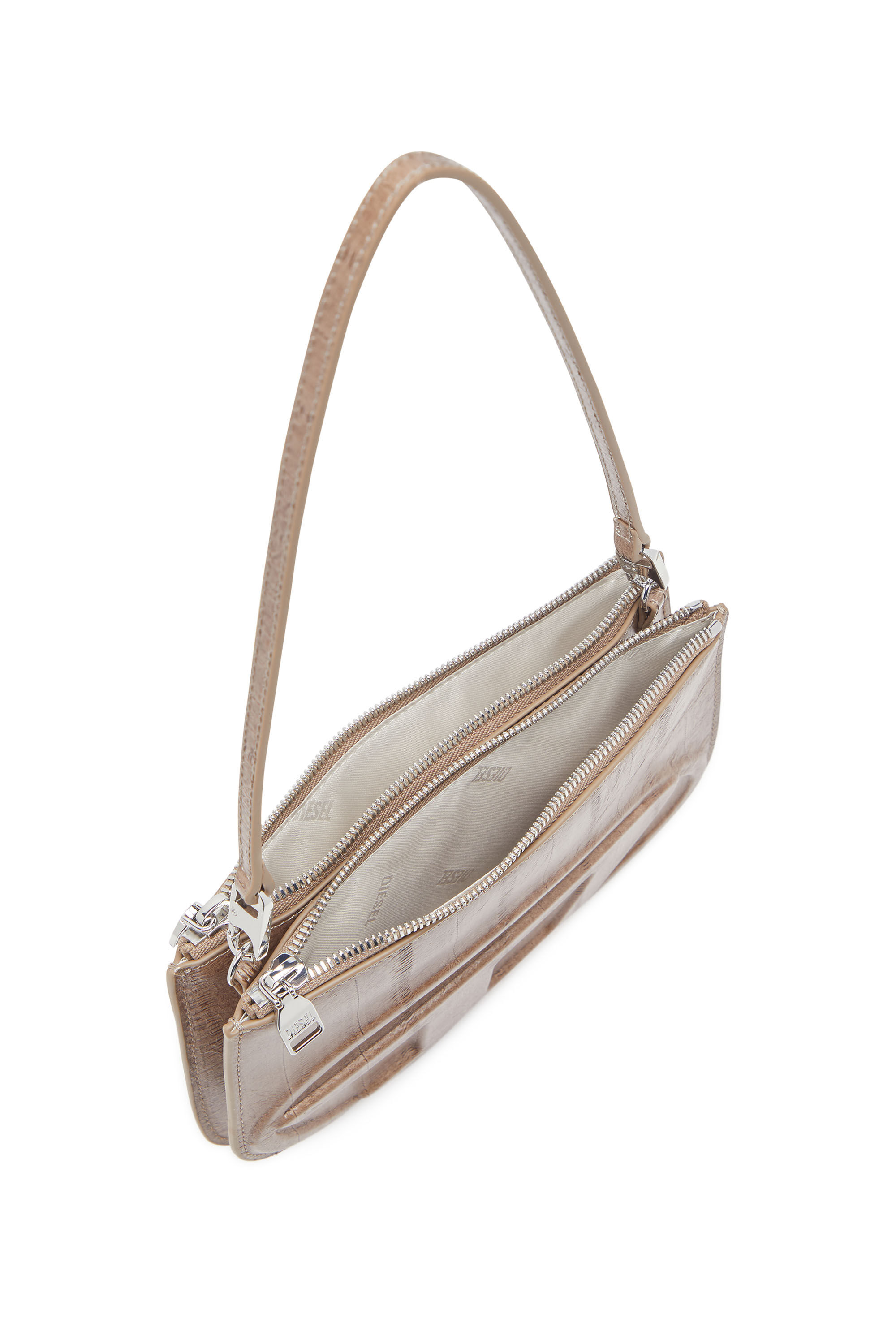 Diesel - 1DR TWIN, Woman's 1DR Twin-Double-pouch shoulder bag in printed leather in Light Brown - 5