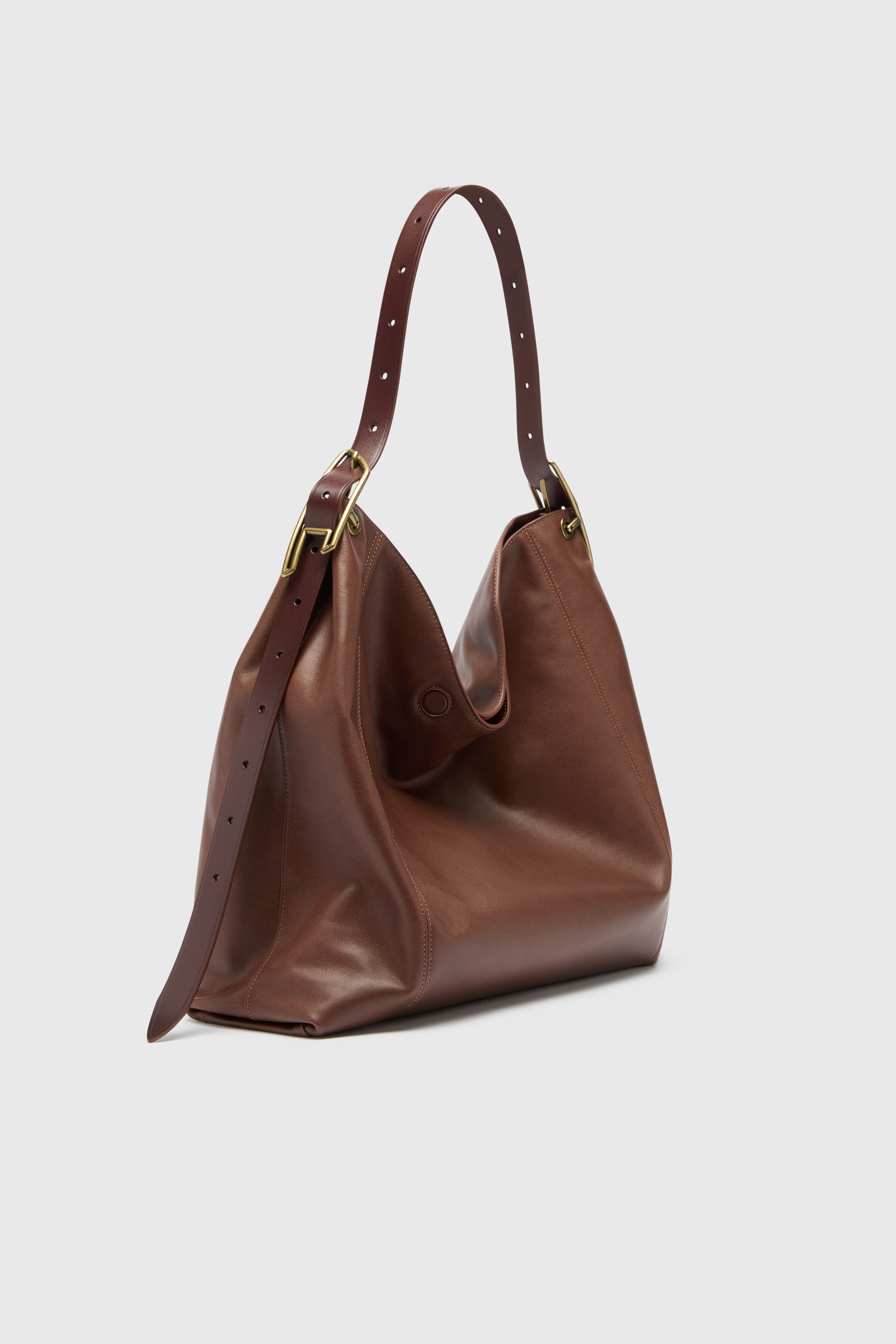 Diesel - D-LINE HOBO L, Woman's D-Line-Hobo bag in leather in Dark Brown - 3
