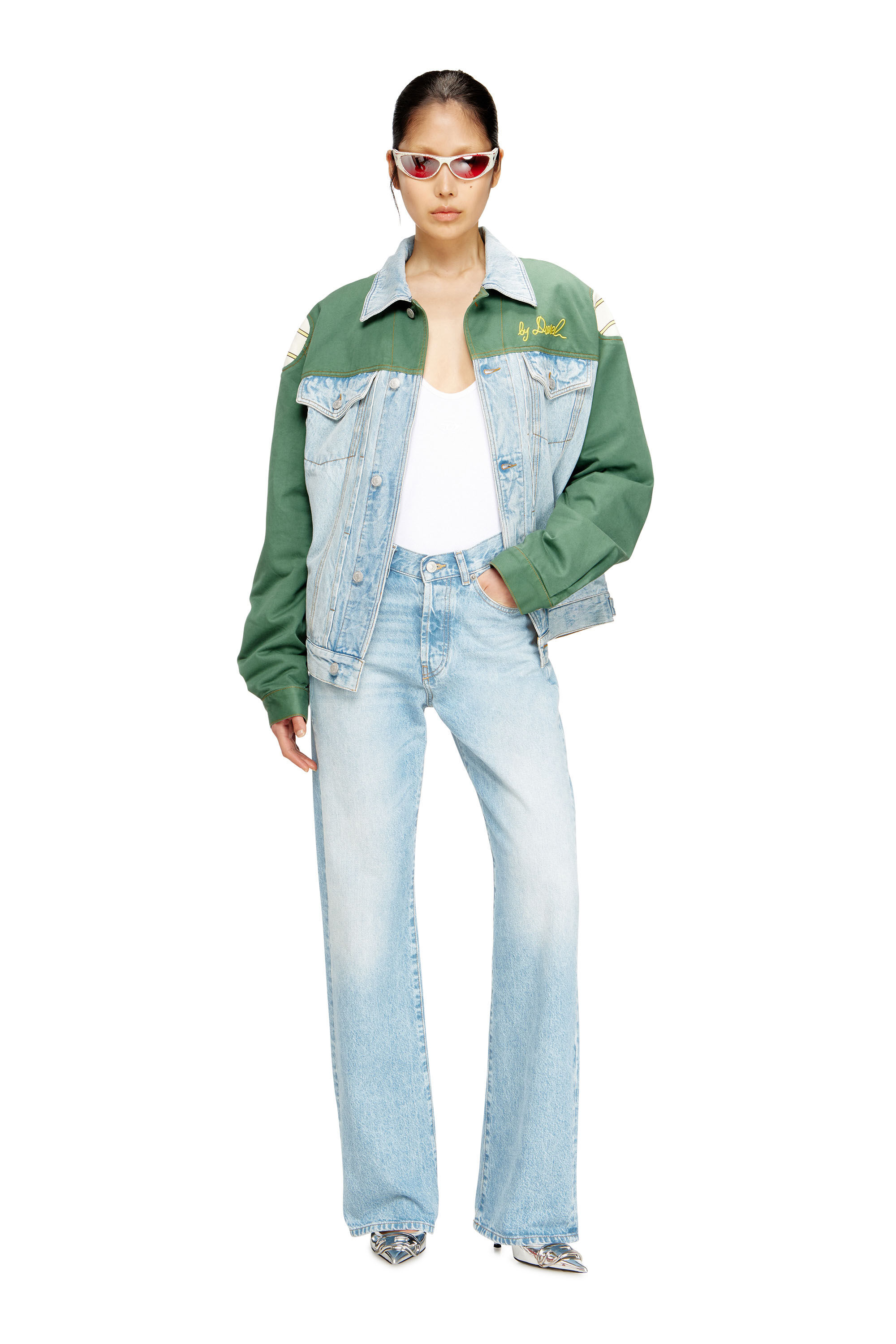 Diesel - J-GIANT-20TH, Unisex's Denim jacket with cotton insert in Green/Blue - 7