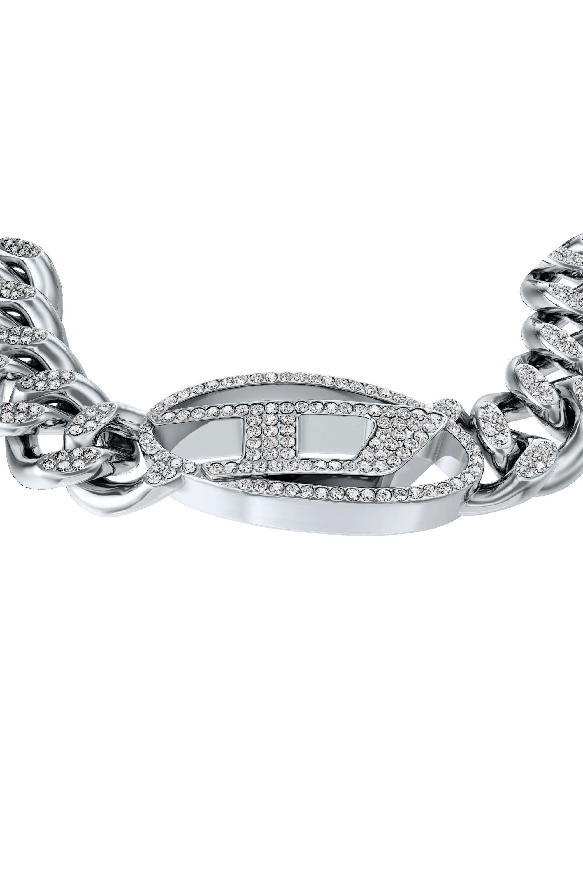 Diesel - DX1707040 JEWELLERY, Unisex's Stainless steel Oval D glitz chain bracelet in Silver - 2