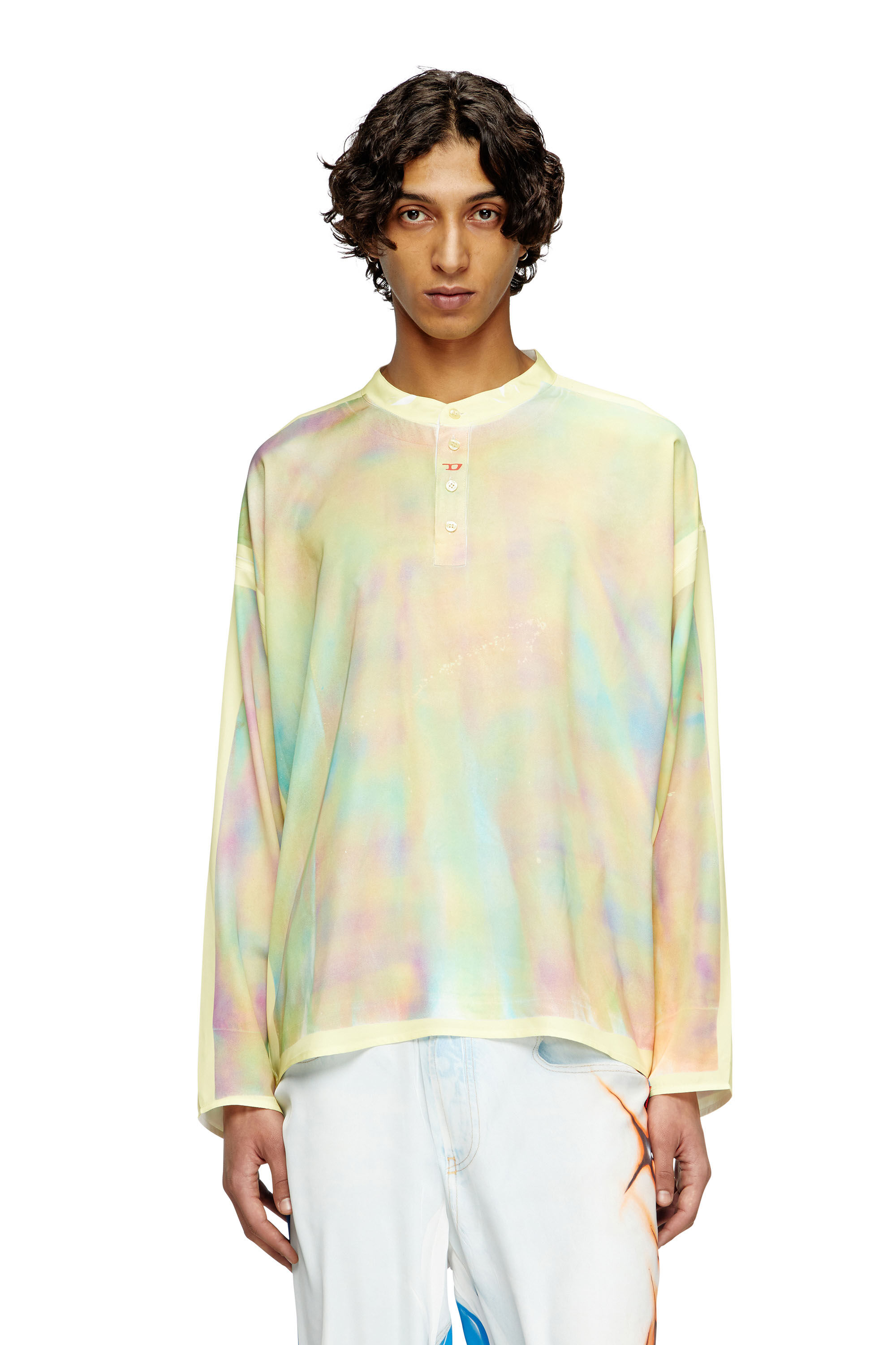 Diesel - T-OLAVI-A-SER-GRAFFITI-CHI, Unisex's Henley top with graffiti print in Yellow/Green - 3