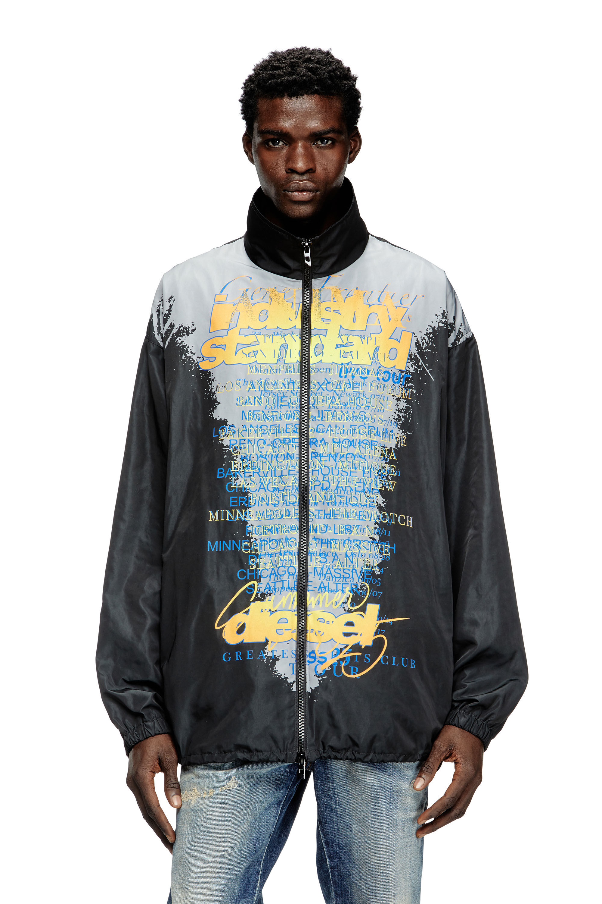 Diesel - J-ERIK, Unisex's Tech-jersey jacket with lyrics print in Black - 3