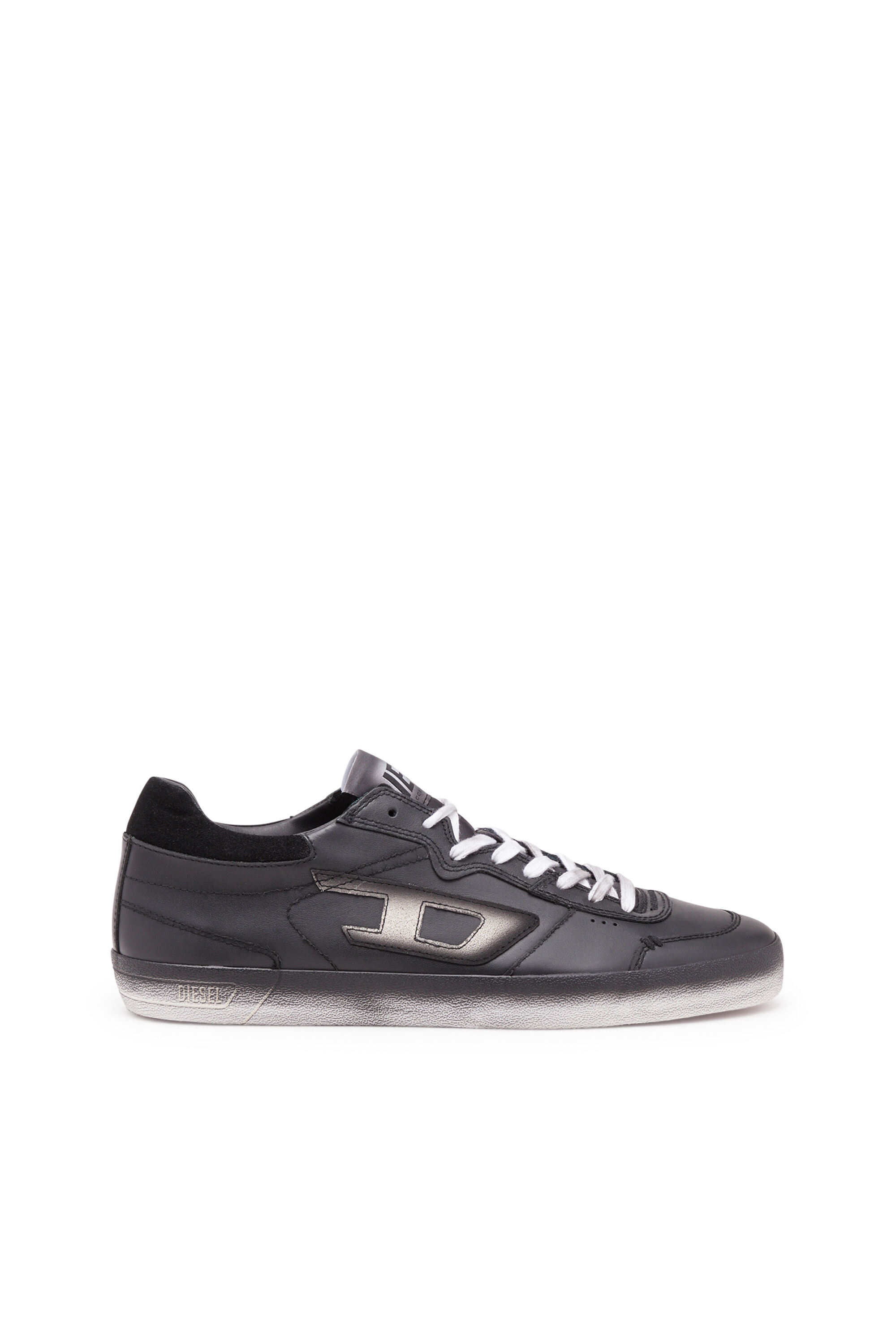 Diesel black leather sneakers clearance