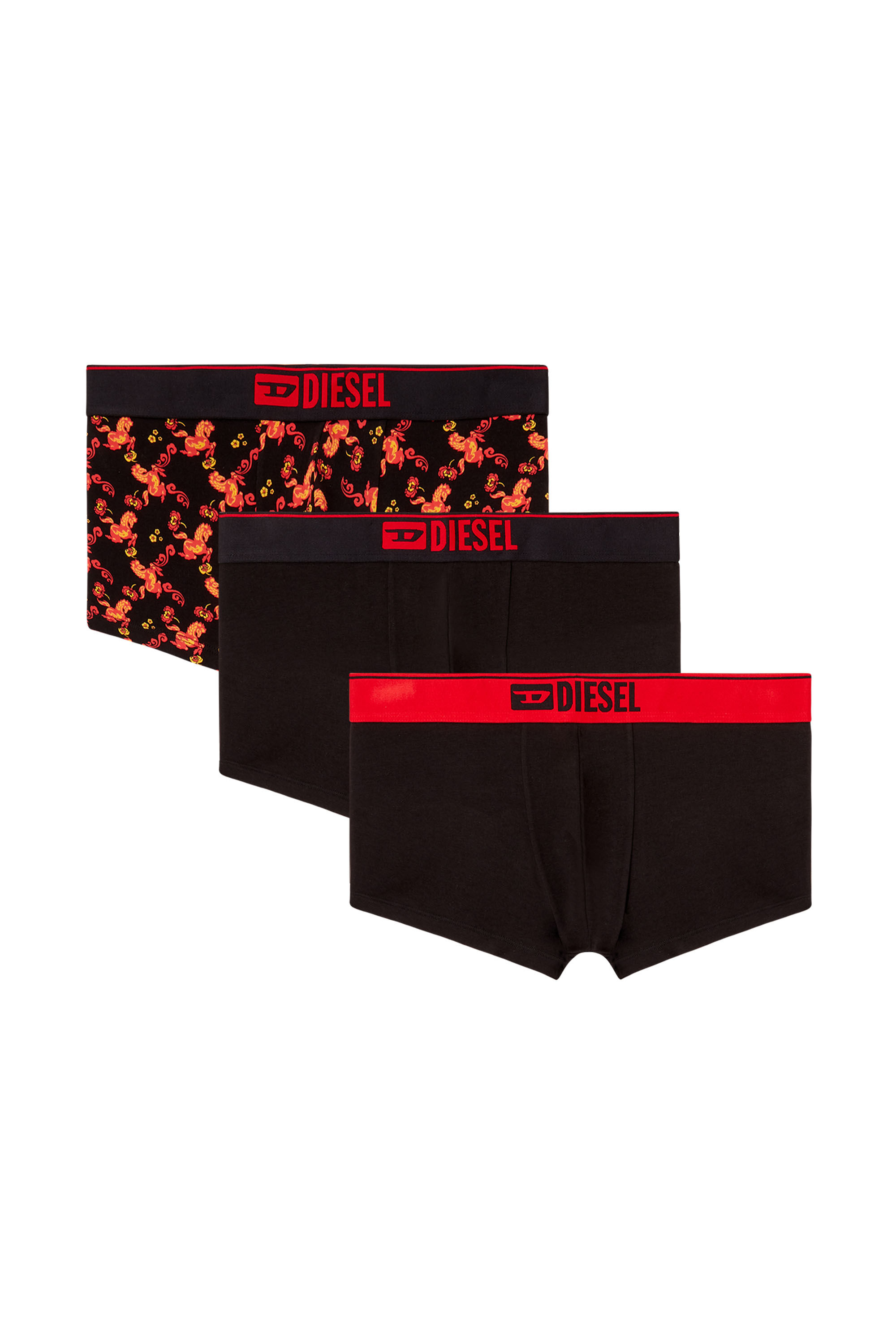 Diesel - UMBX-DAMIENTHREEPACK, Man's Three-pack of all-over Horse print boxers in Black/Red - 2