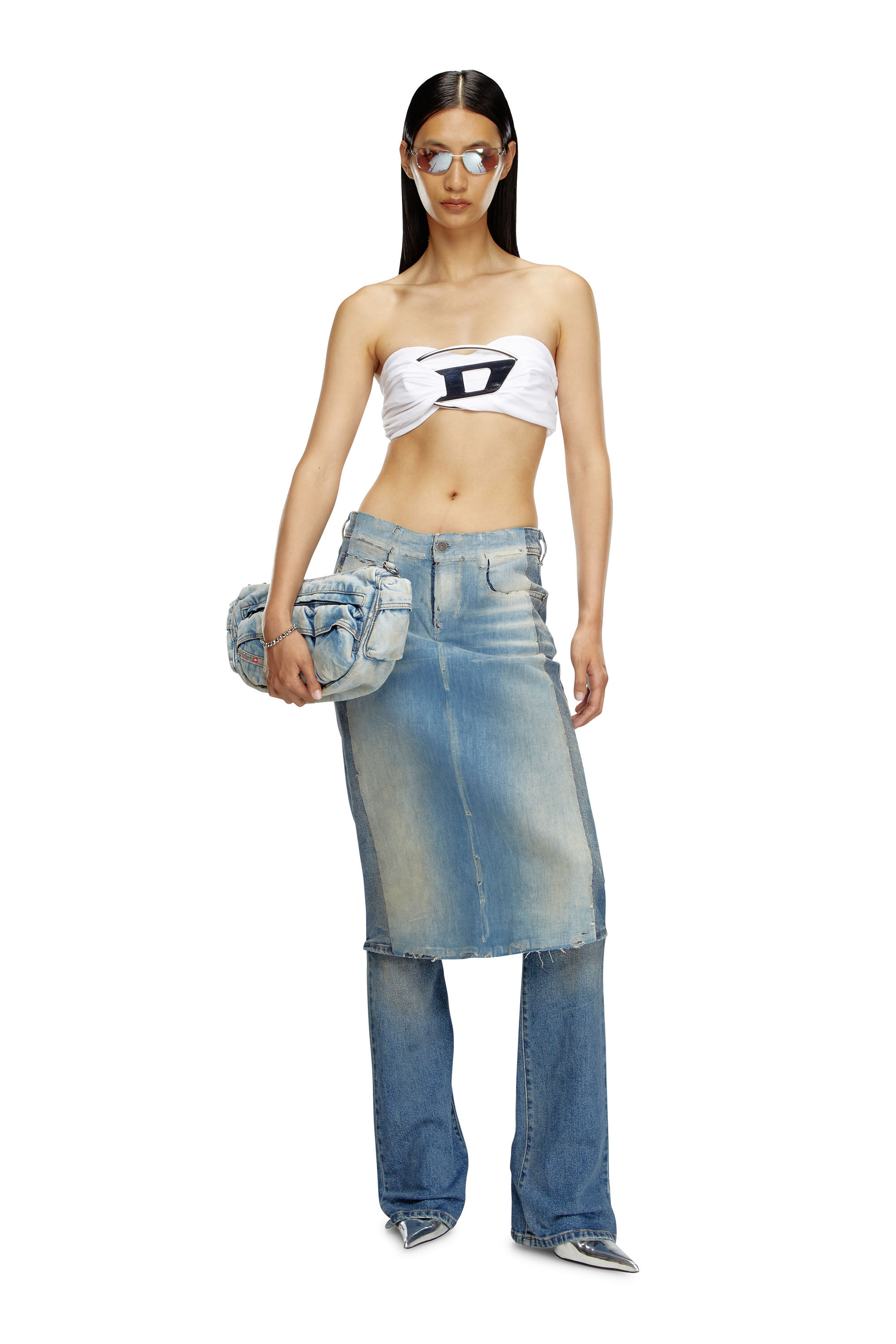 代引き人気 Tube Women's top Diesel | White | plaque logo giant with トップス