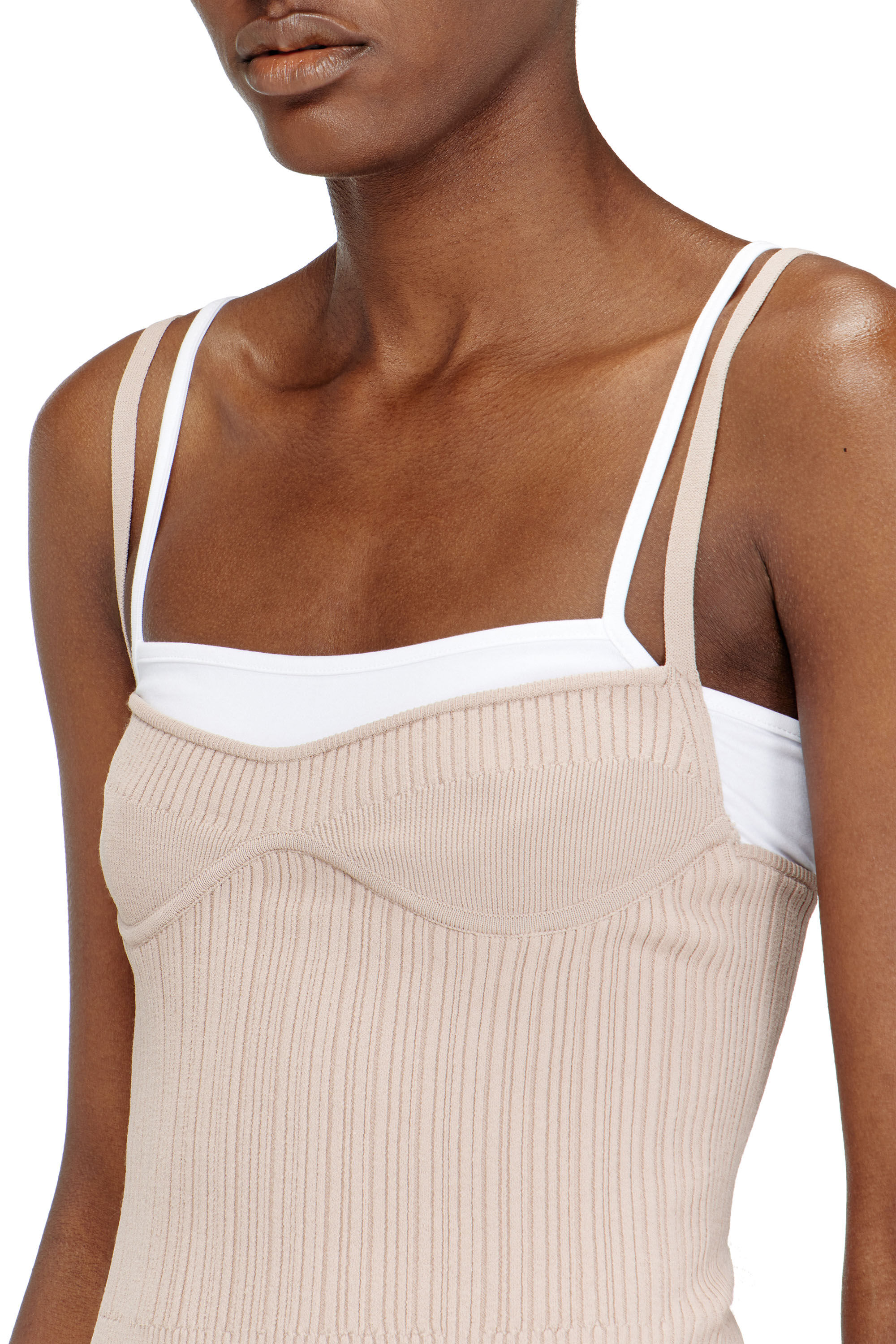 Women's Layered cami top in ribbed knit | Pink | Diesel {{Country}}