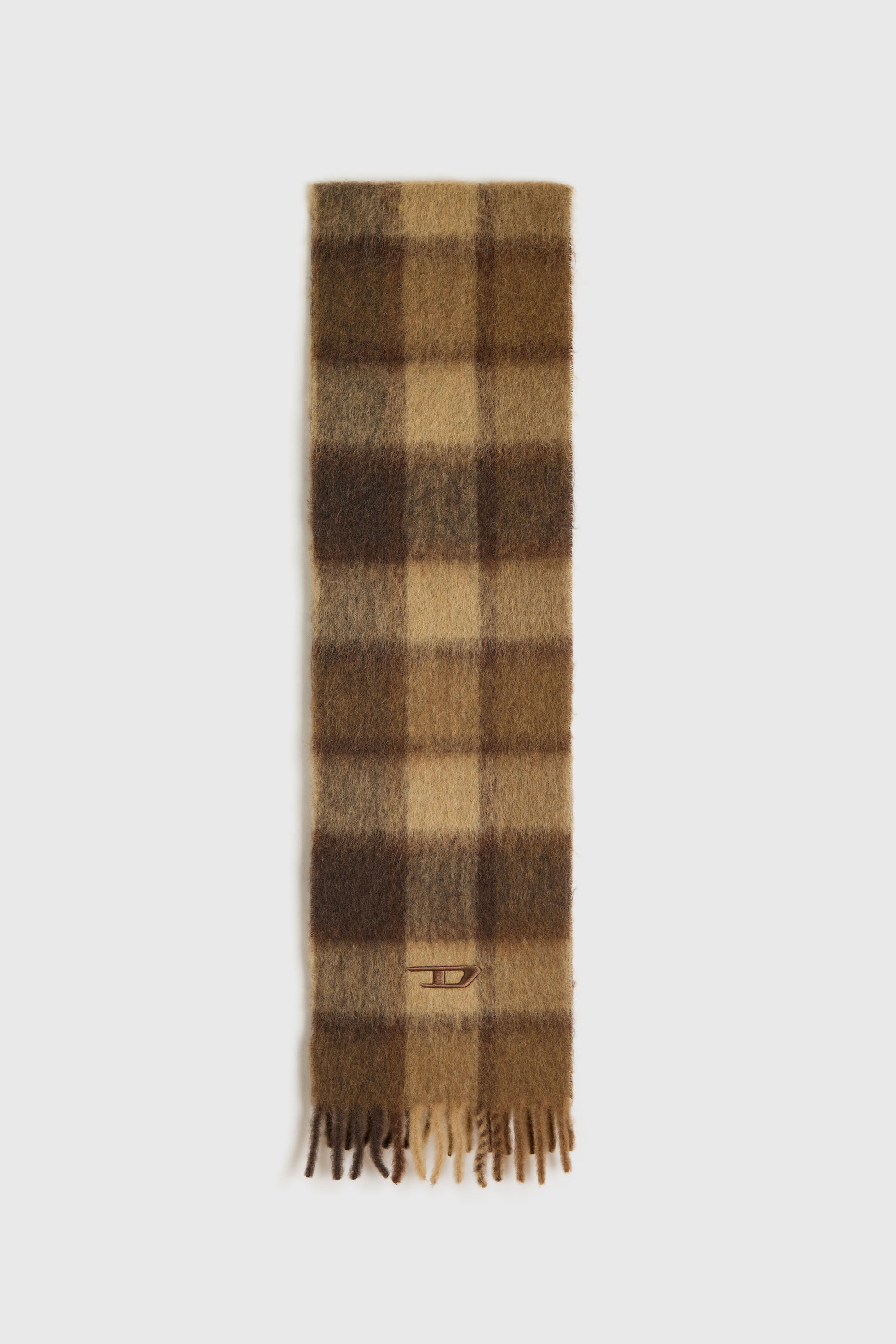 Diesel - S-IPON, Unisex's Check scarf in alpaca and mohair blend in Brown - 1