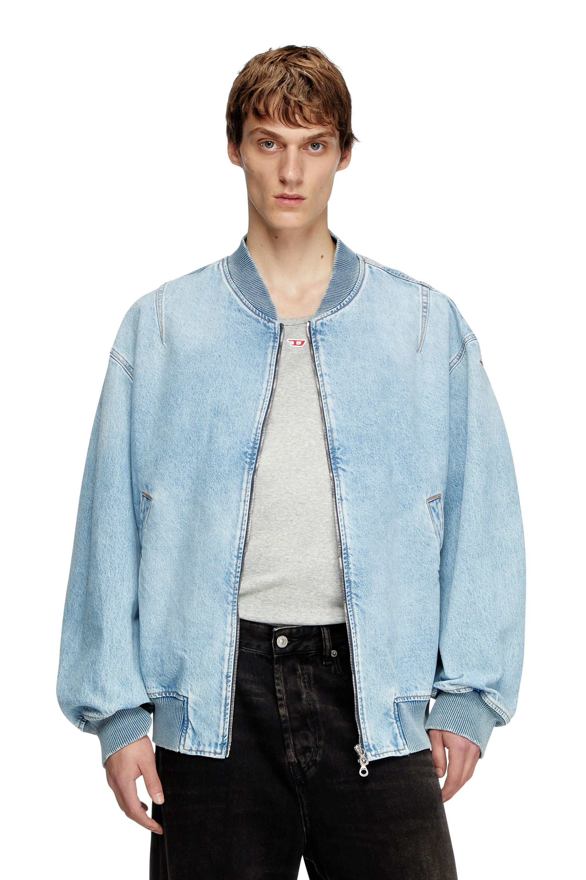 Men s Bomber jacket in denim Blue Diesel