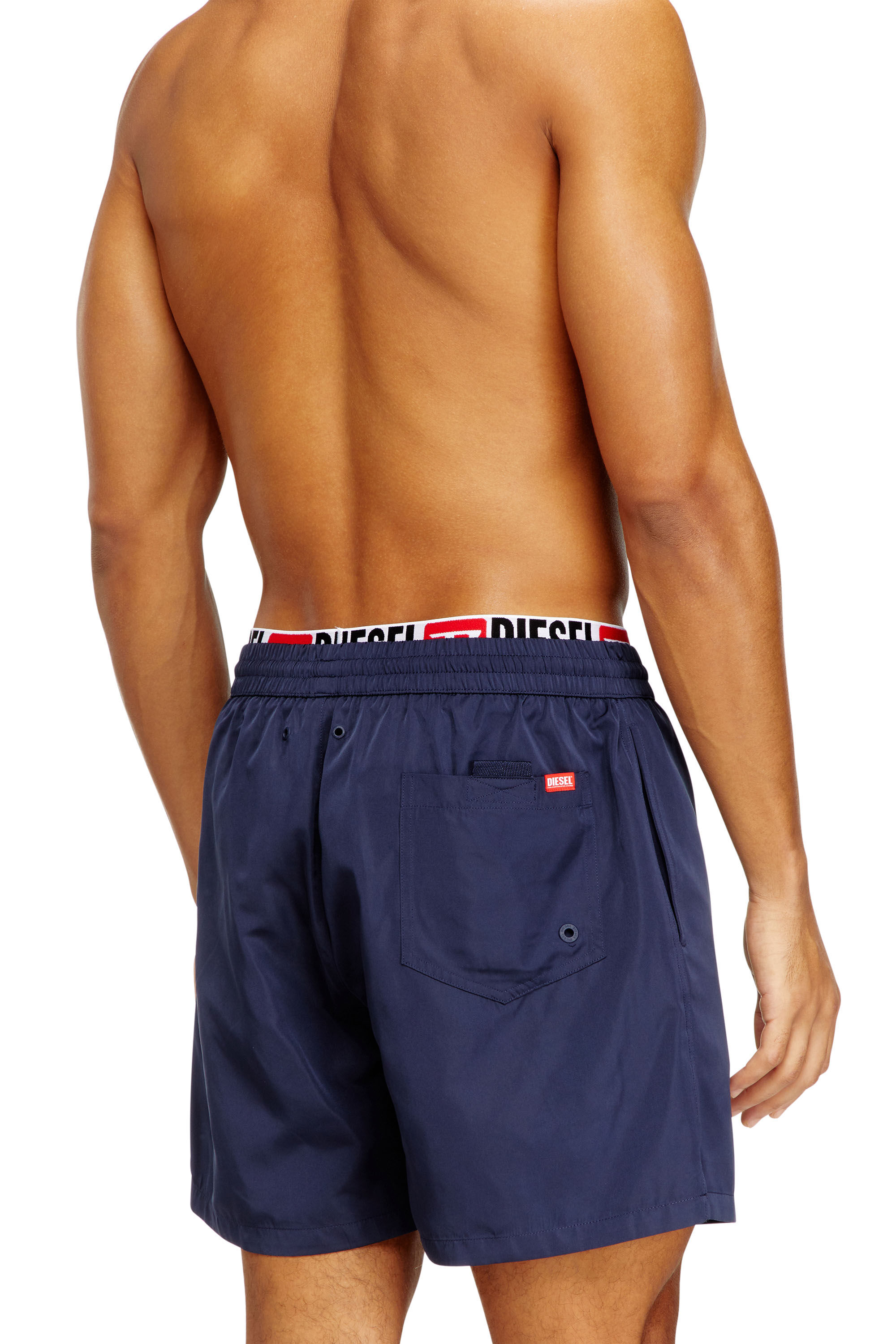 Diesel - VISPER-41-D-CORE, Man's Mid-length swim shorts with logo print in Dark Blue - 3