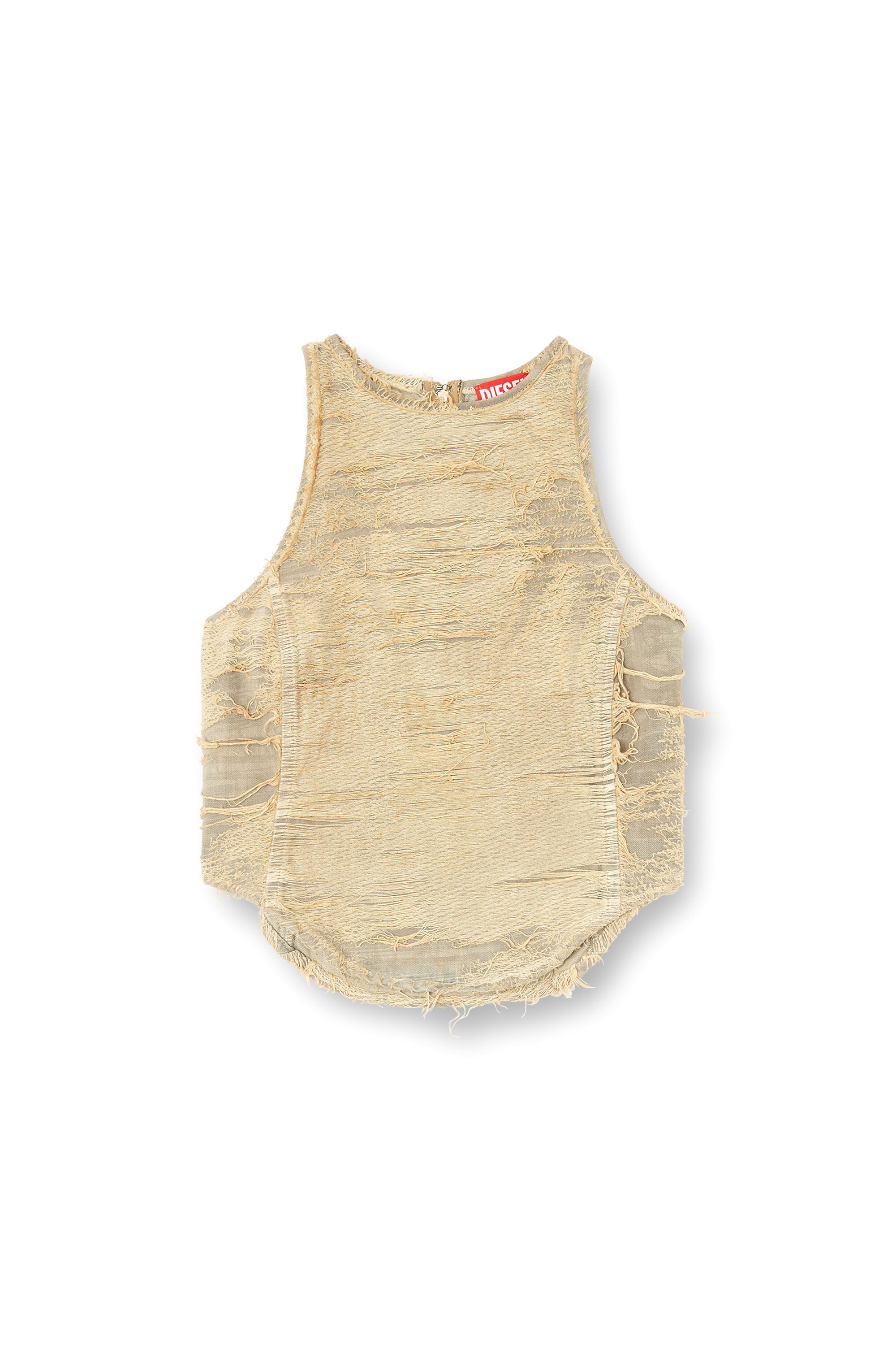 Diesel - DE-ASTRO-FSG, Woman's Top in overdyed floating-thread denim in Beige - 2