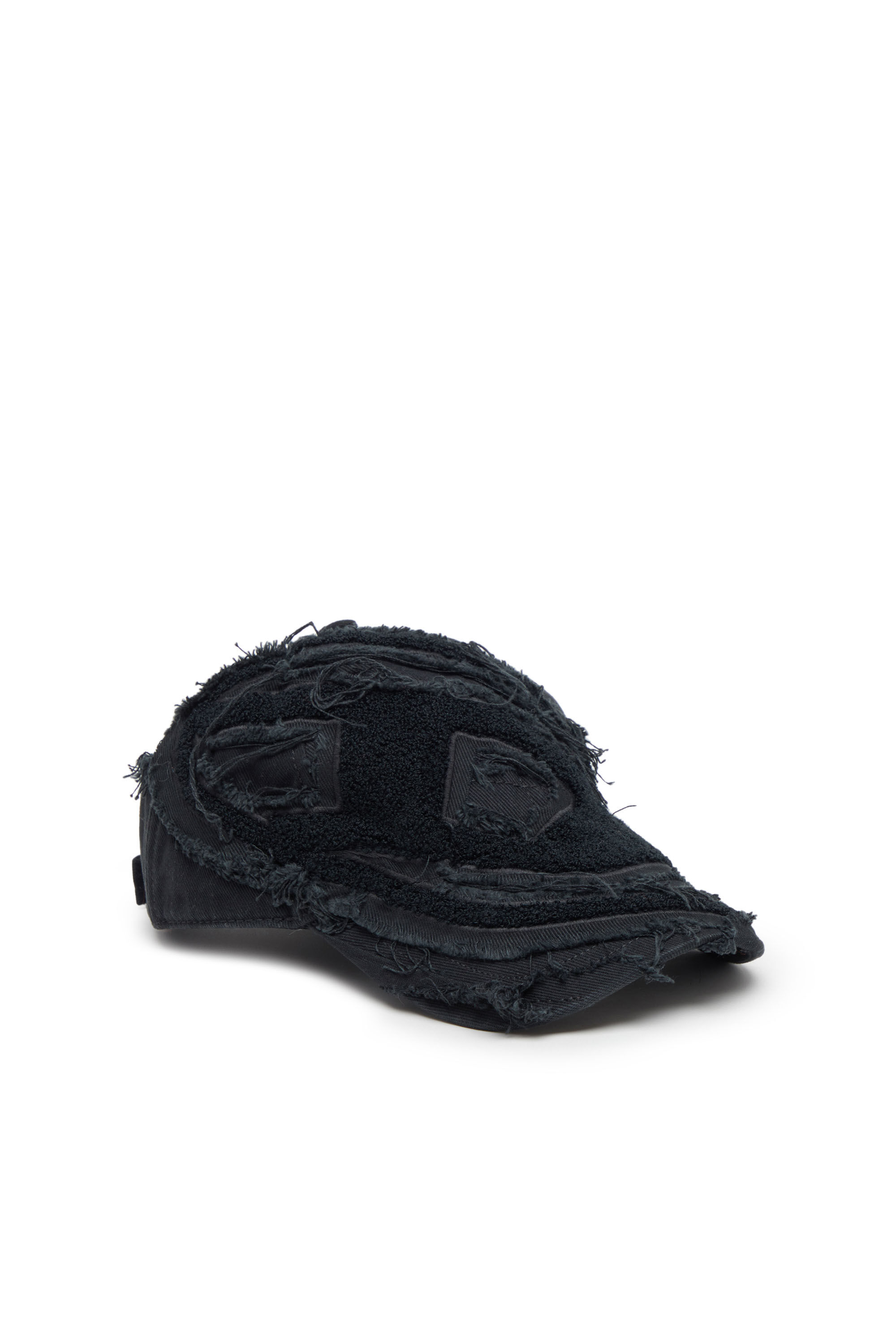 Diesel - C-OBI, Man Baseball cap with towel oval D patch in Black - Image 1