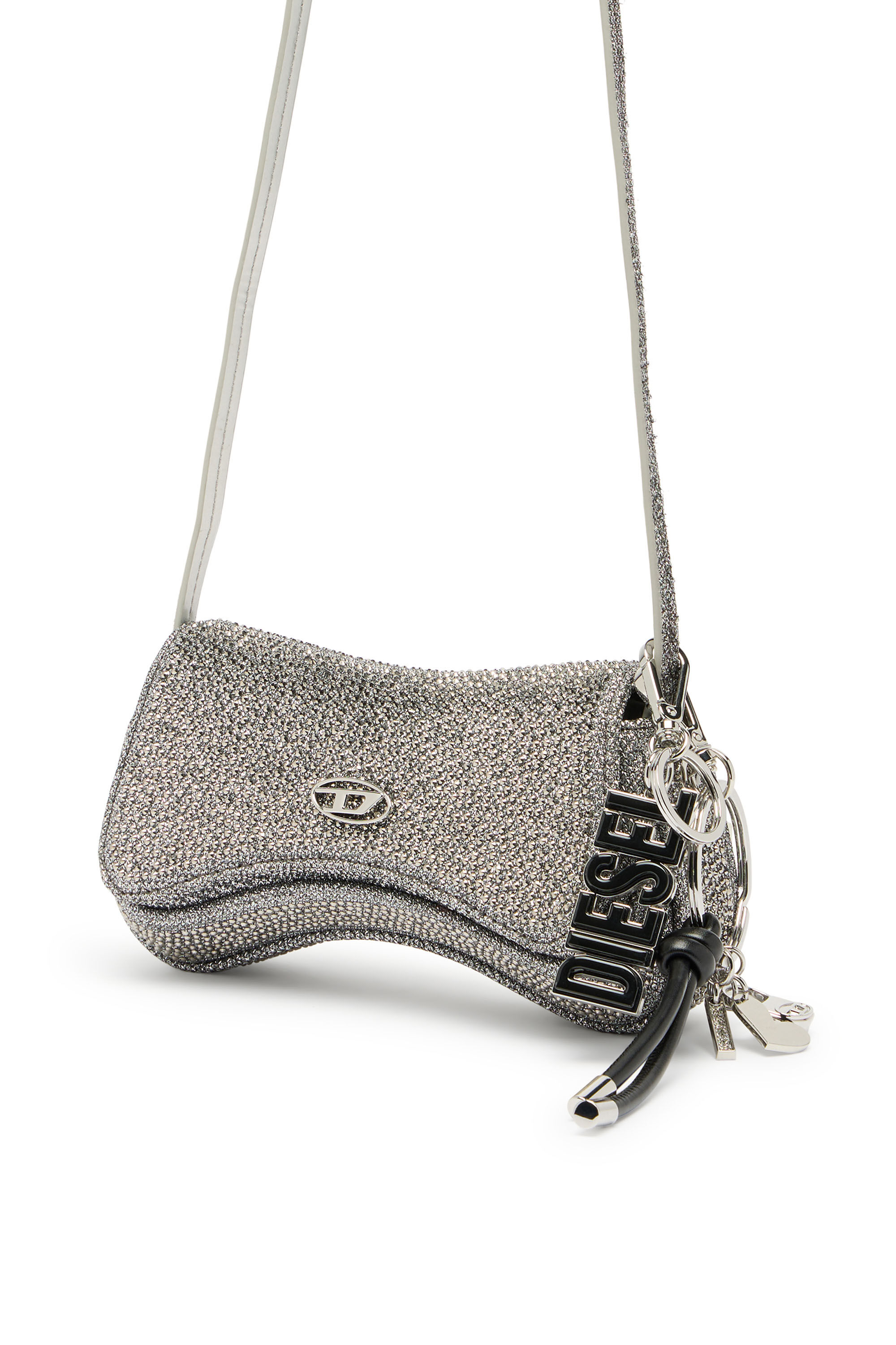 Diesel - PLAY CROSSBODY XS, Woman's Play-Mini crossbody bag in crystal Lurex in Silver - 7