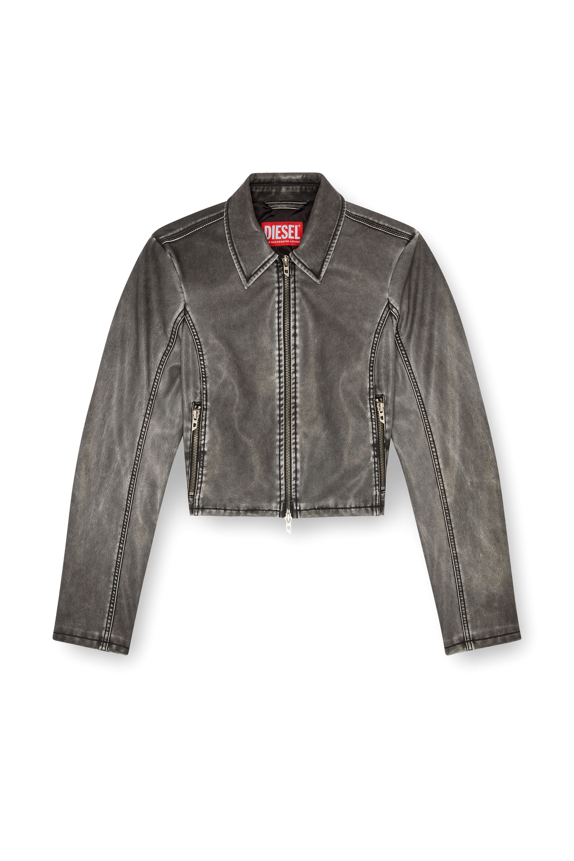 Diesel - G-OTA, Woman Cropped jacket in washed tech fabric in Black - Image 2