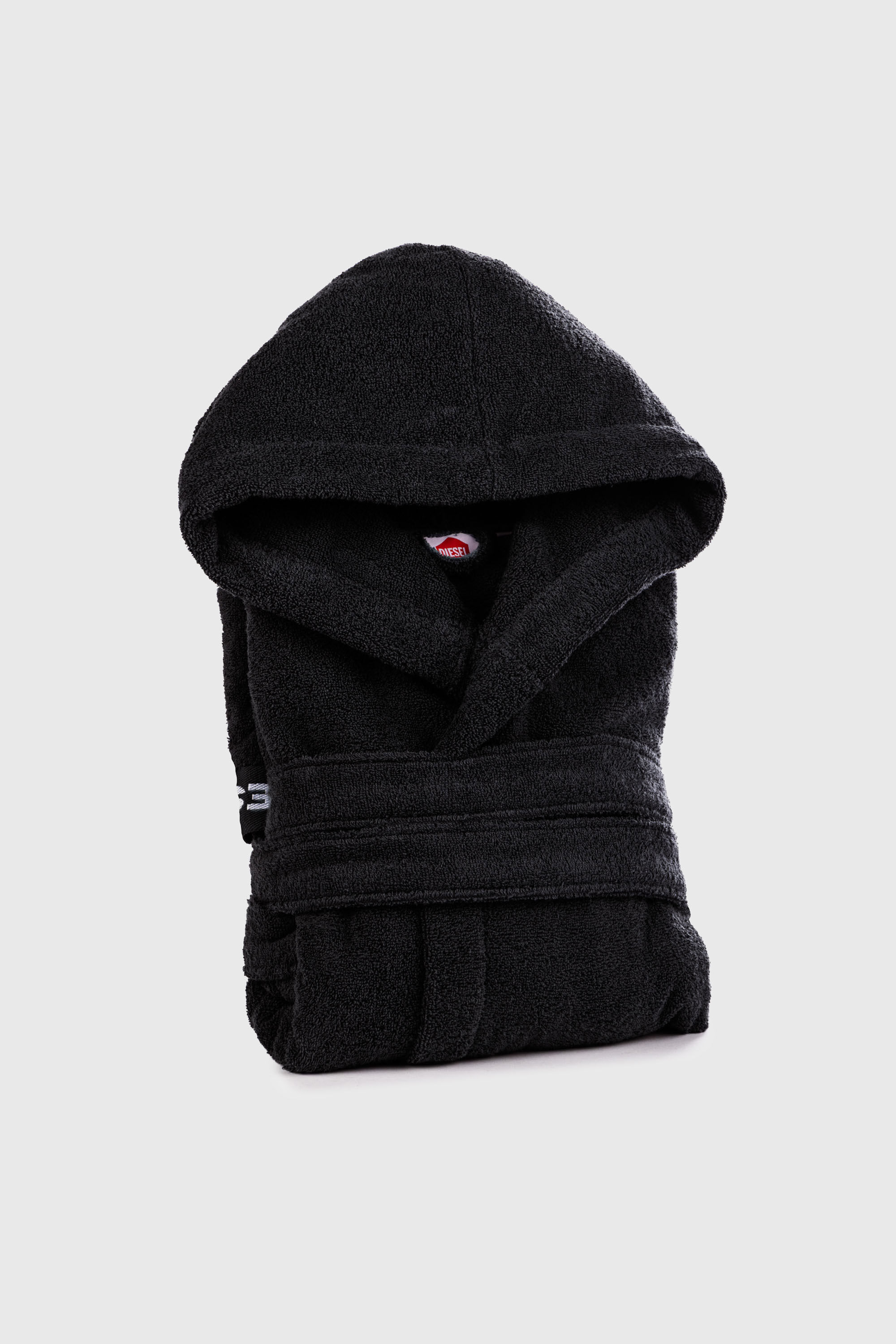 Diesel - 1015115 LOGO-COTTON BATHROBE SIZE M/L BL, Unisex's Logo-Cotton Terry Bathrobe, M/L size in Black - 1