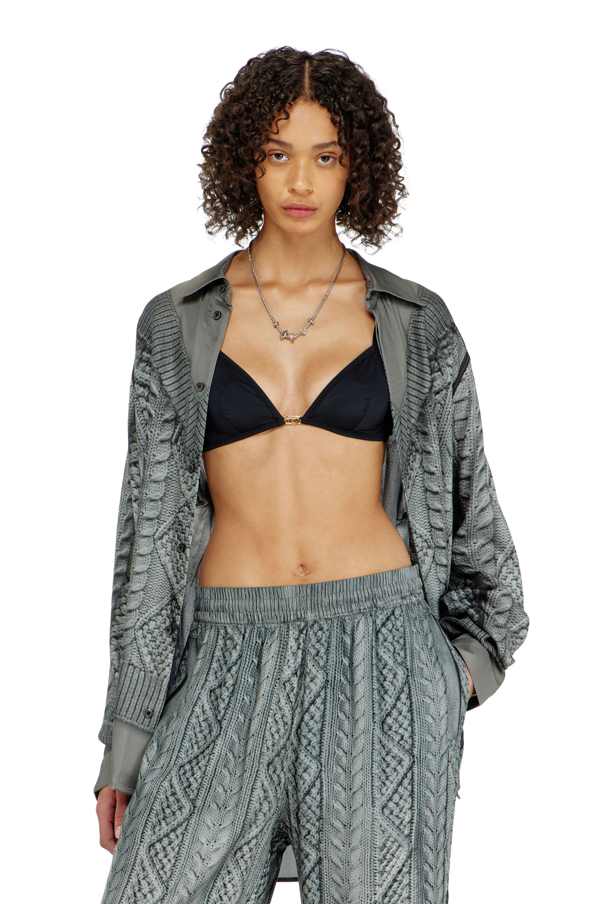 Diesel - LUNA-UTLT, Woman's Triangle bra in nylon with Oval D detail in null - 5