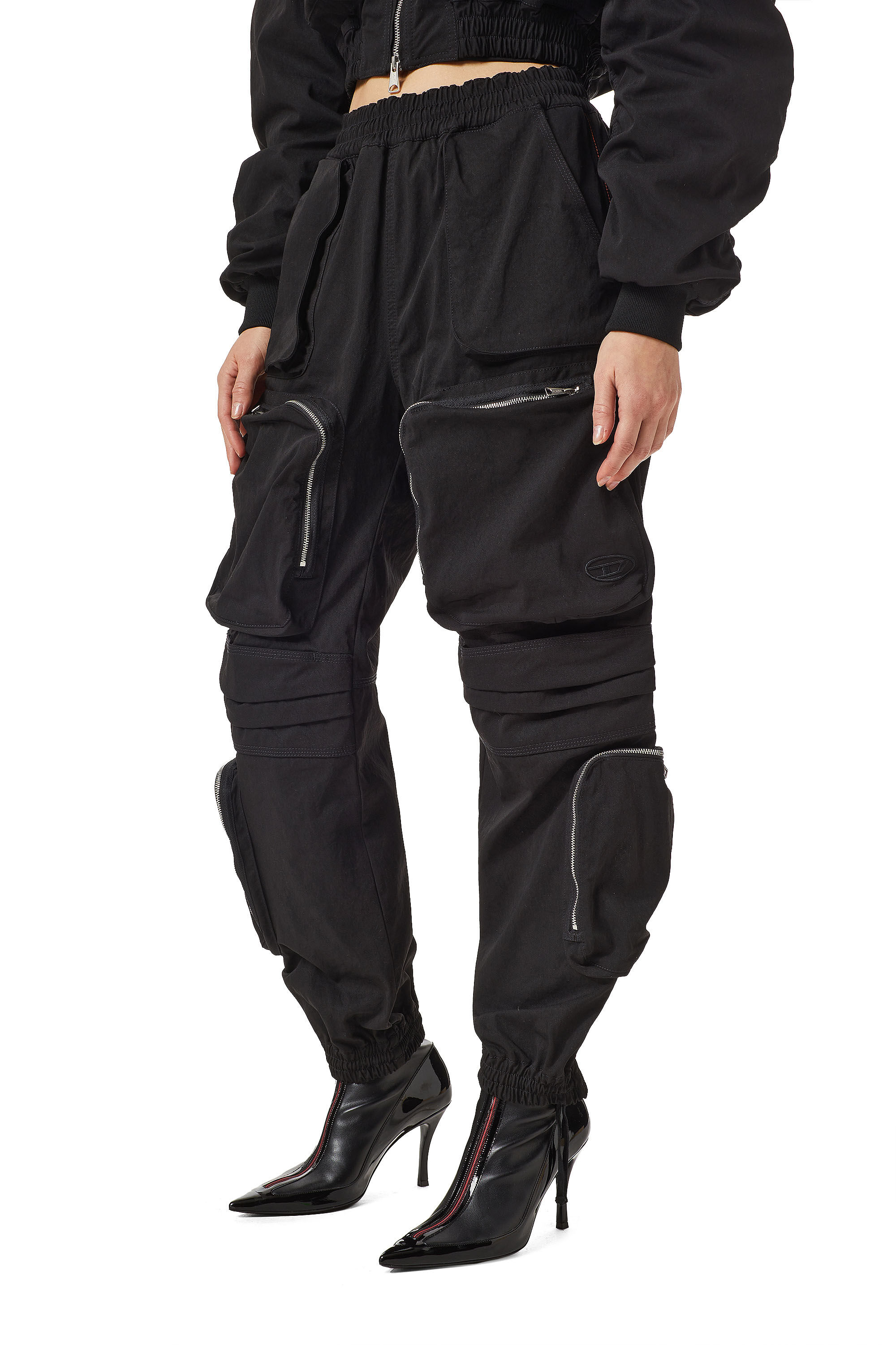 Diesel - Cargo pants in matte nylon - Pants - Woman - Black