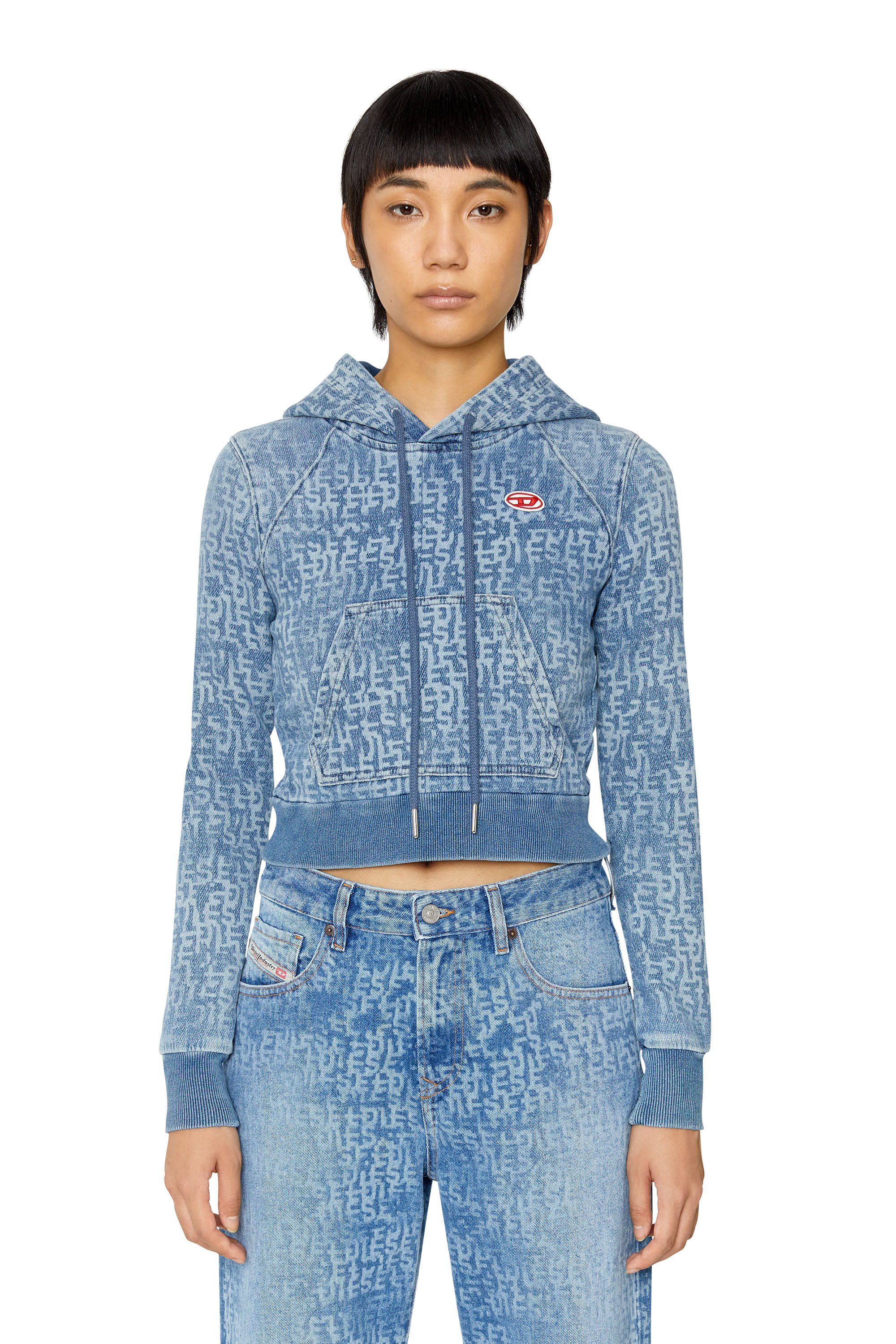 Diesel - D-ANGY TRACK DENIM HOODIE, Light Blue - Image 3
