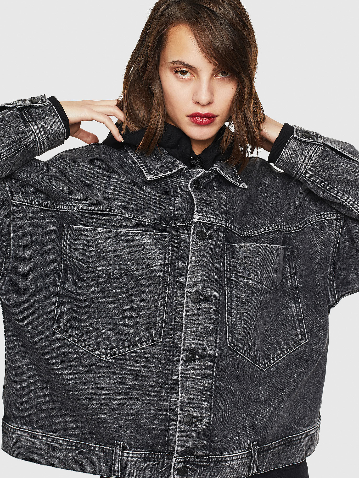 dark gray jean jacket