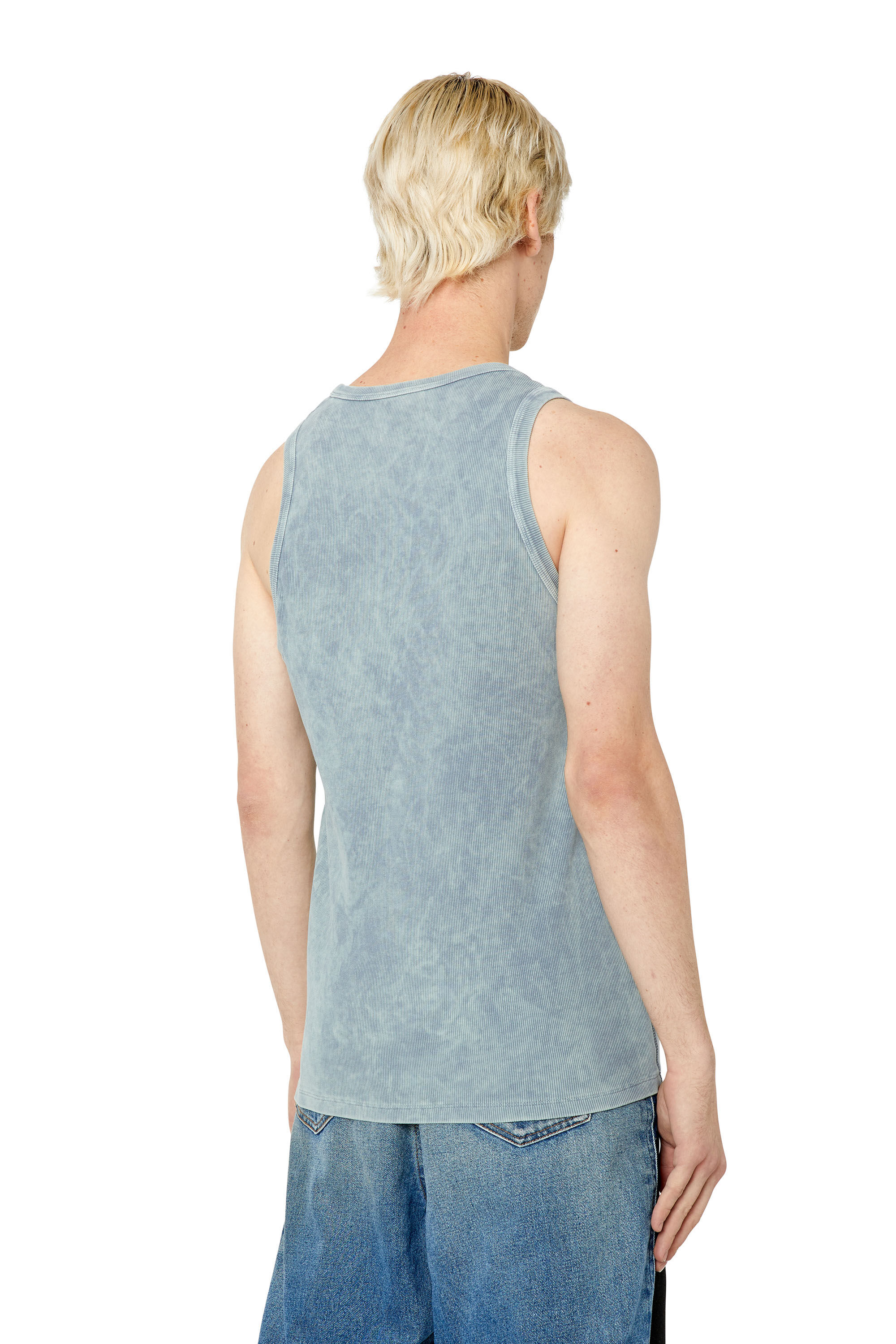 Diesel - T-WISTY-G1, Man's Acid-wash tank top with logo patch in Grey - 4