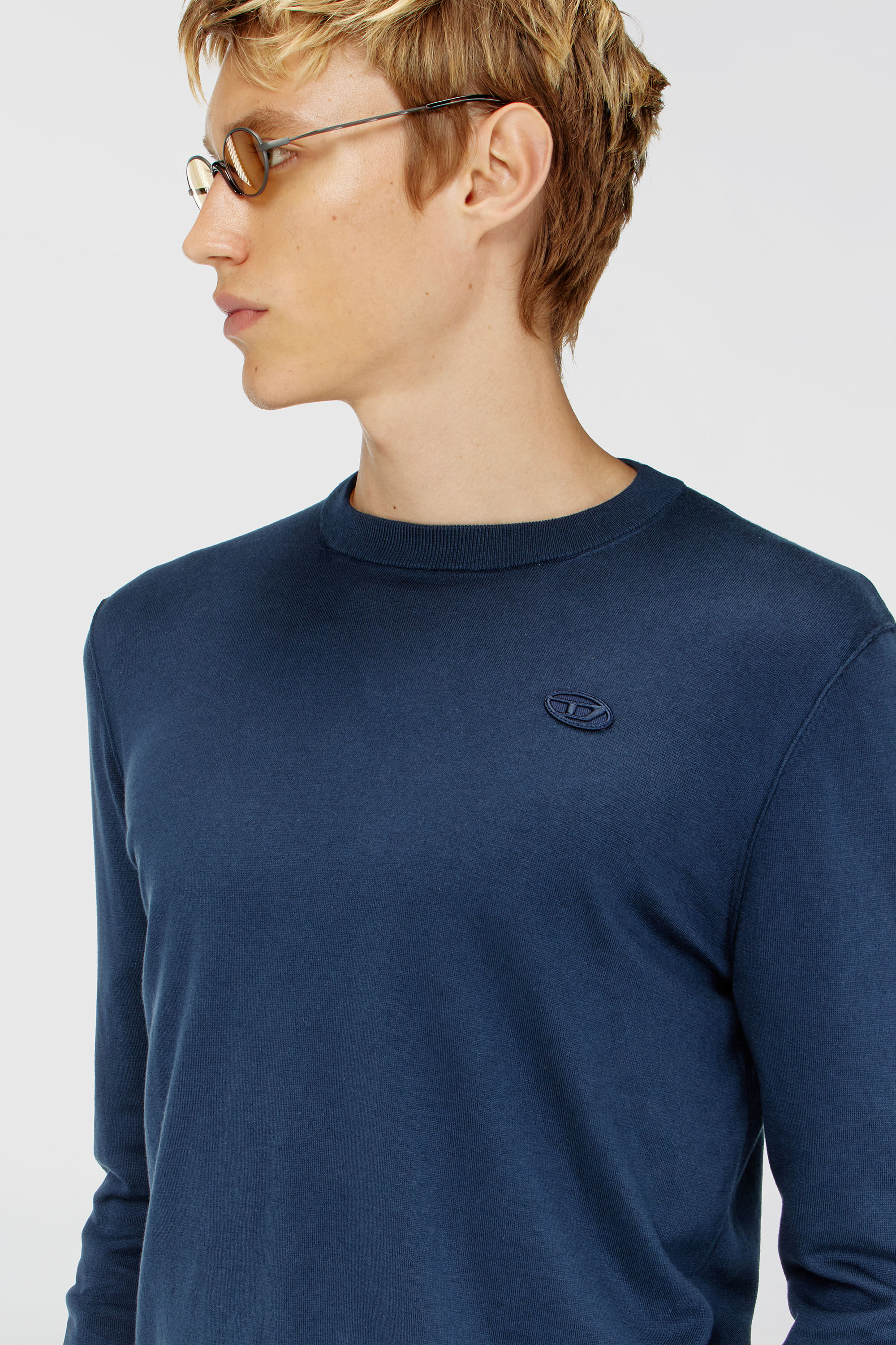 Diesel - K-FREEX-TAG-T92, Man's Cotton knitwear with tonal logo in Blue - 5