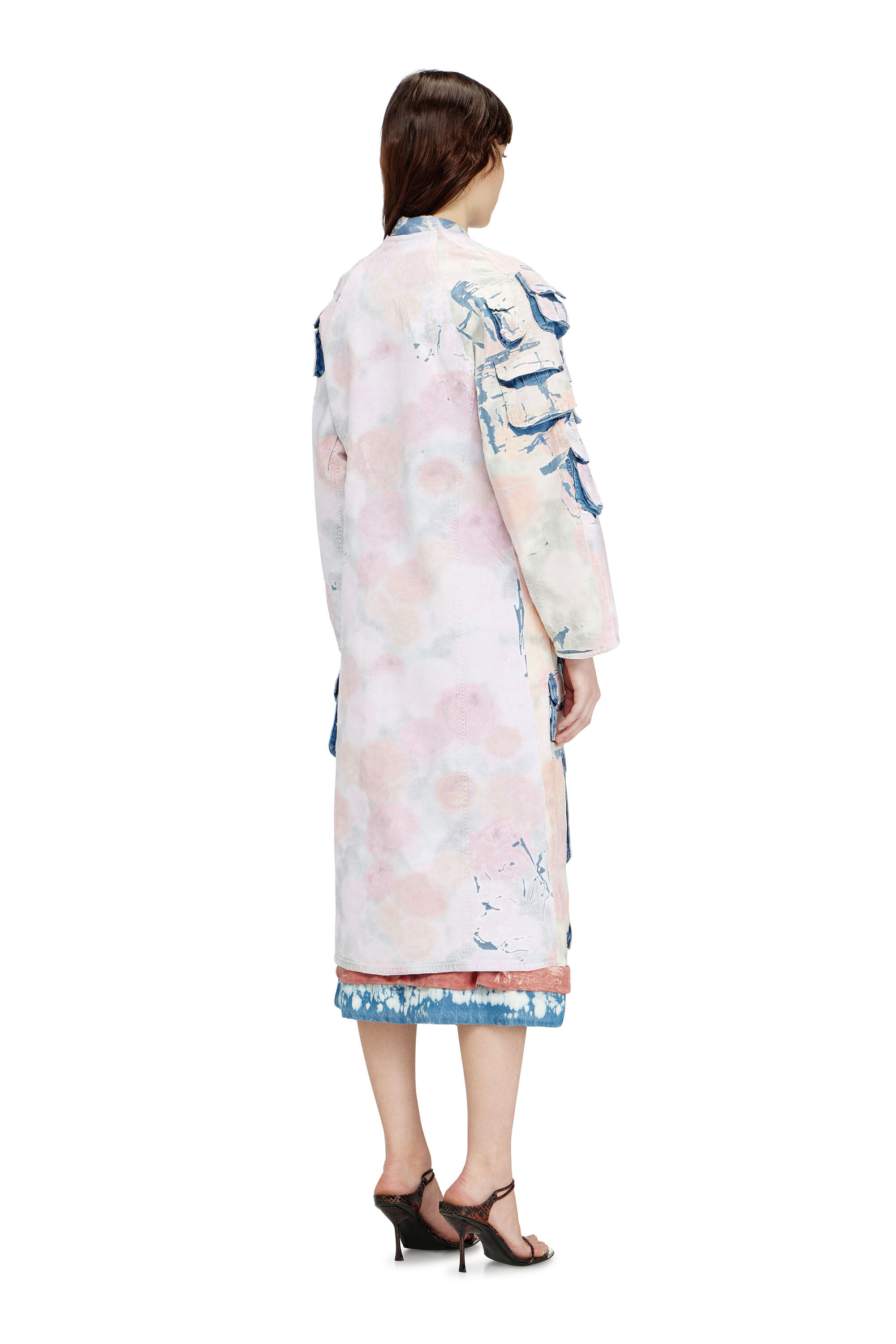 Diesel - DE-SELDOR-FSI, Woman's Denim coat with peel-off check jersey in Blue/Pink - 4