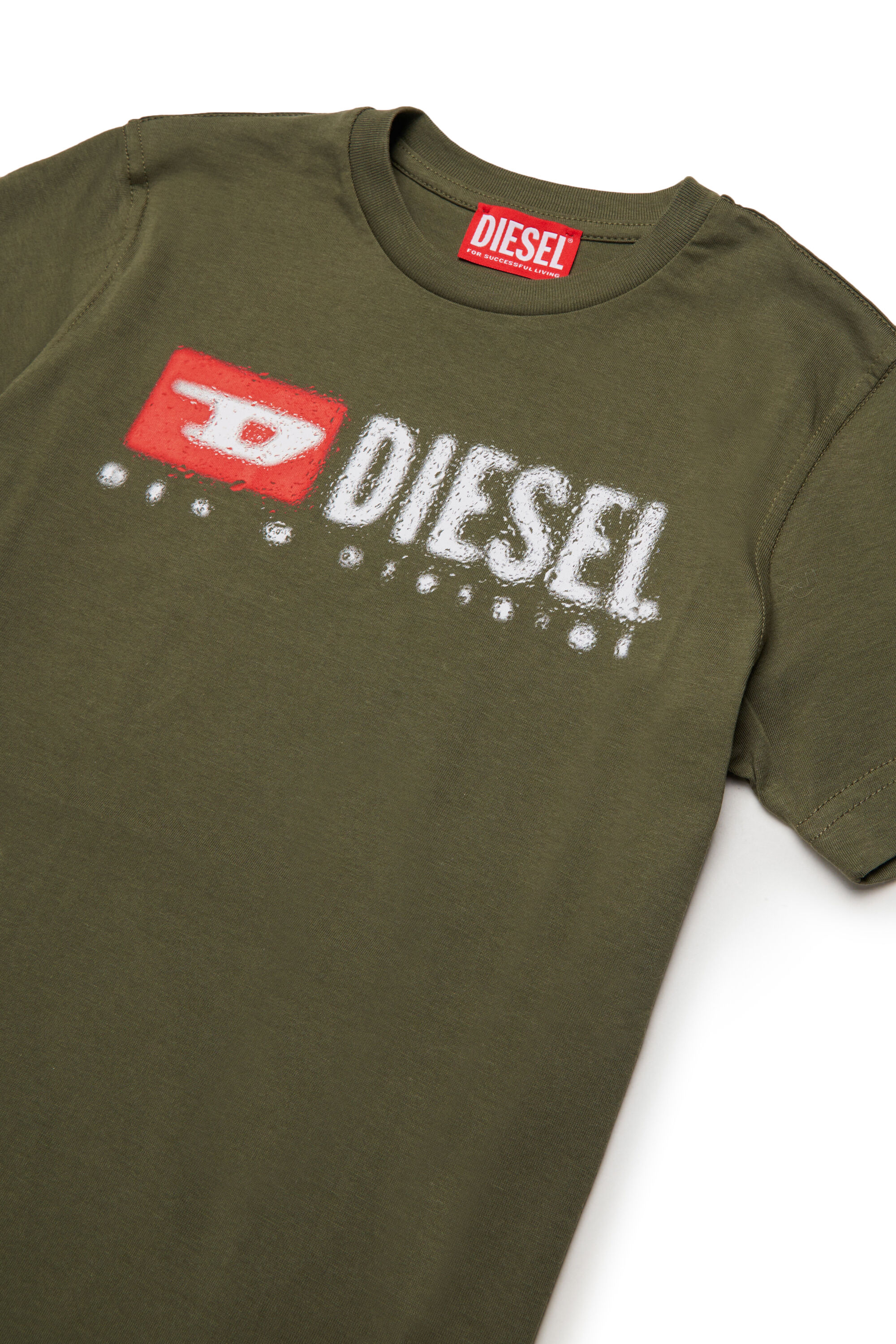 Diesel - TADJUSTK14, Man's Cotton T-shirt with printed logo in Military Green - 3
