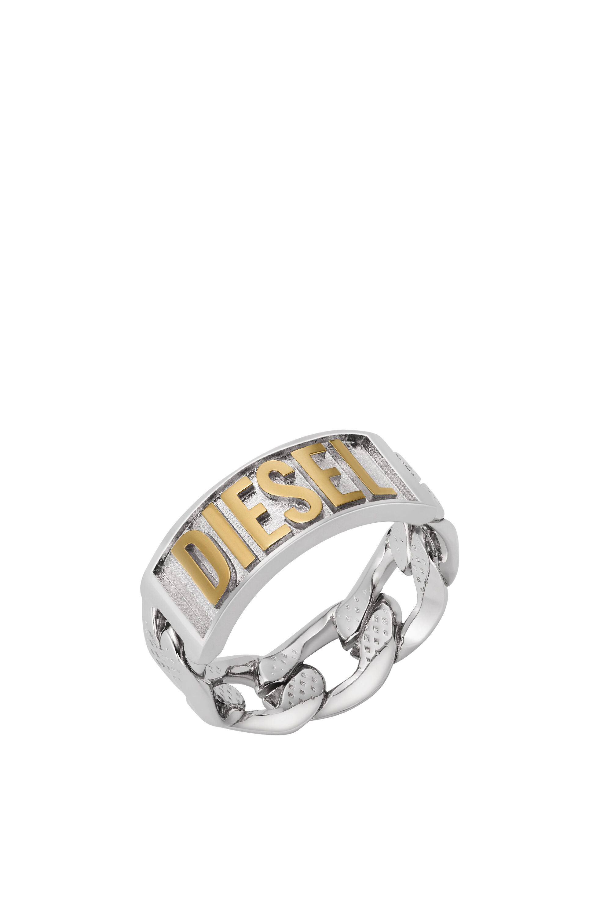 Diesel - DX1420, Unisex Two-Tone Stainless Steel Band Ring in Silver - Image 1