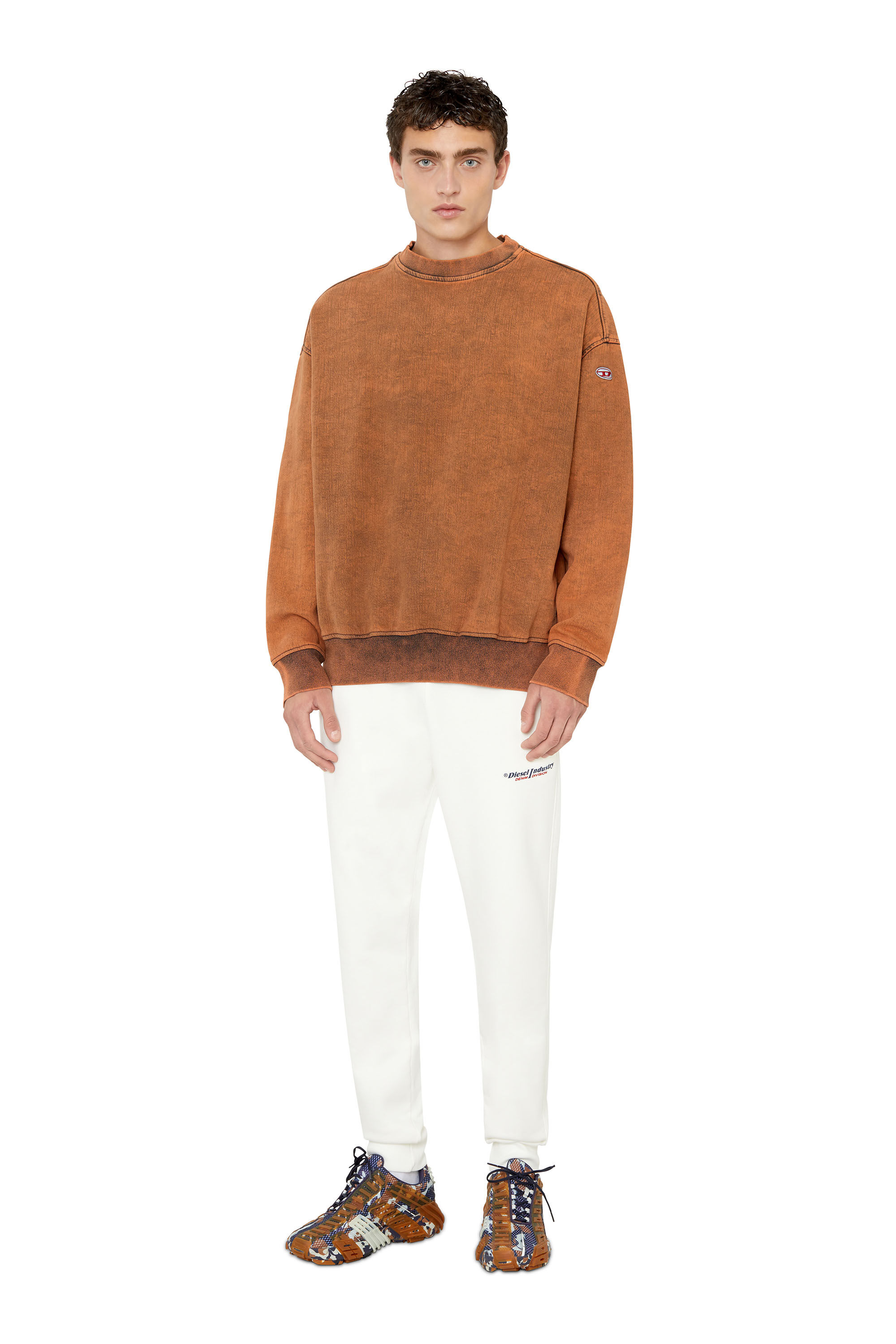Diesel - D-KRIB TRACK DENIM SWEATSHIRT, Orange - Image 1