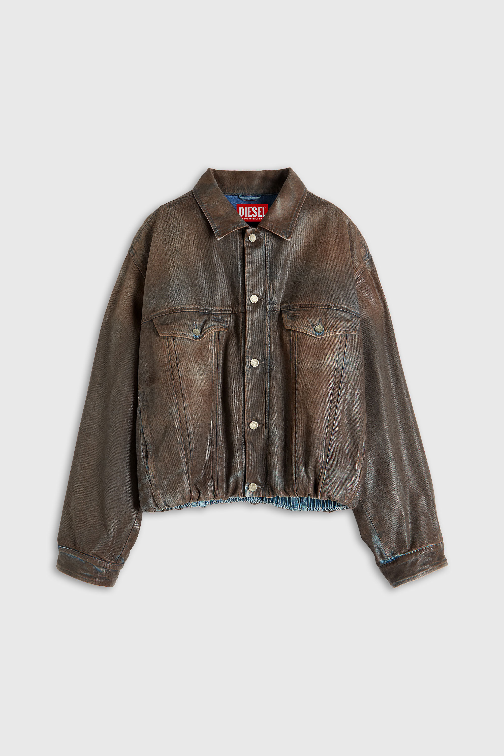 Diesel - D-MORVI-S, Unisex's Trucker jacket in coated denim in null - 5