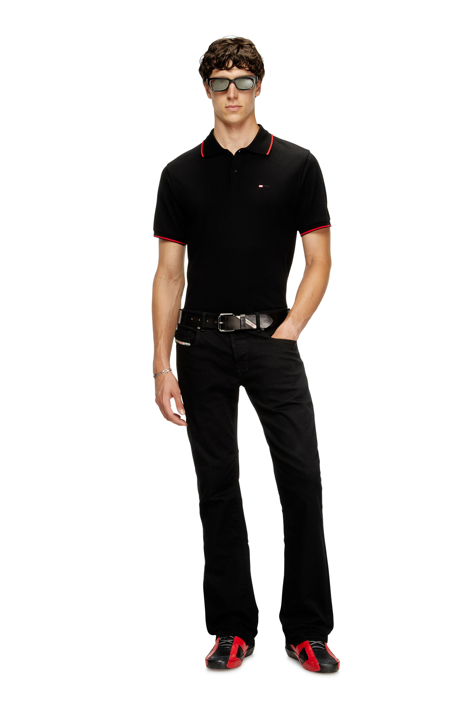 Men's Polo shirt with micro Diesel embroidery | Black | Diesel