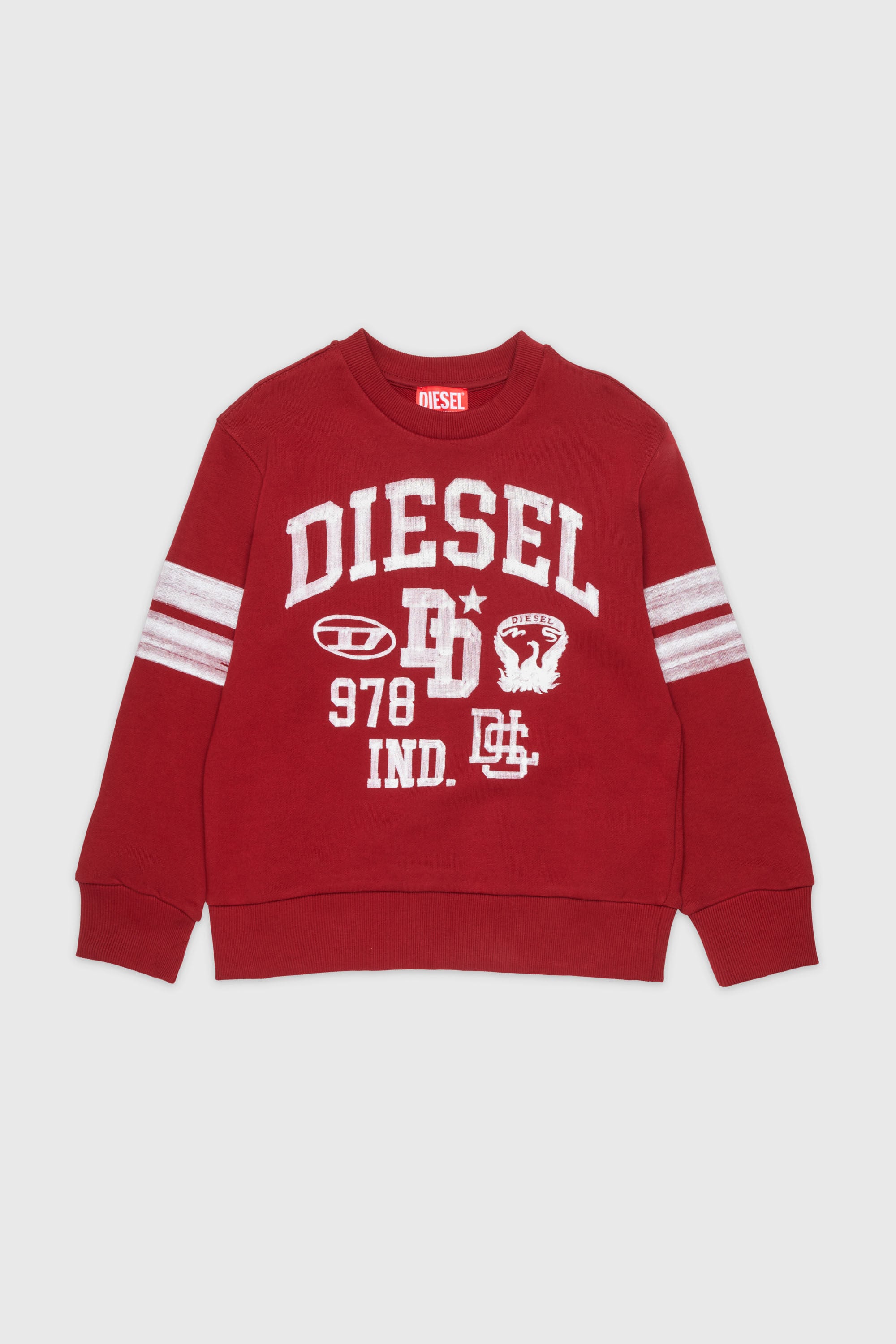 Diesel - SBAND OVER, Man's Sweatshirt with collegiate-style logo prints in Red - 1