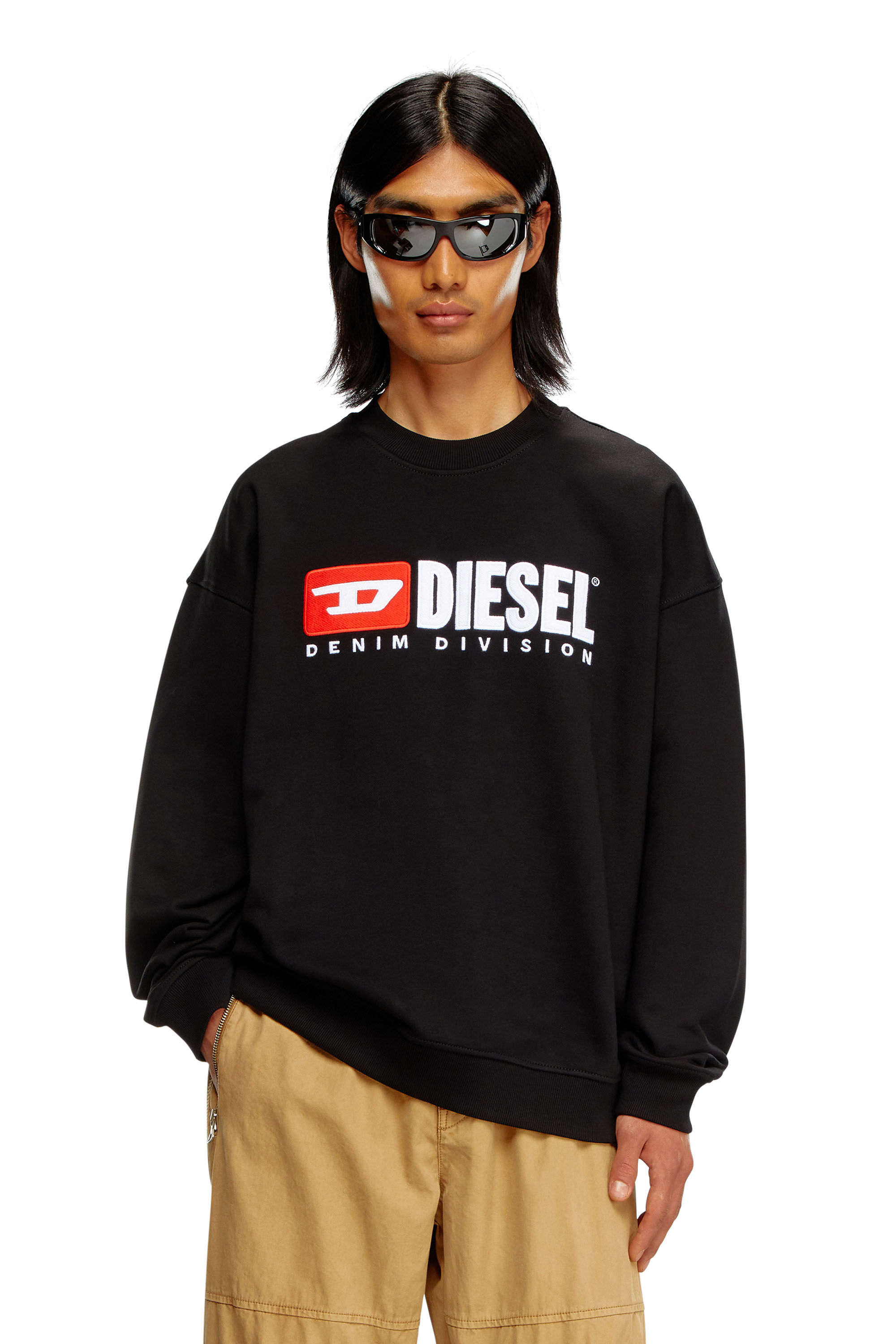 Men s Sweatshirt with Denim Division logo Black Diesel