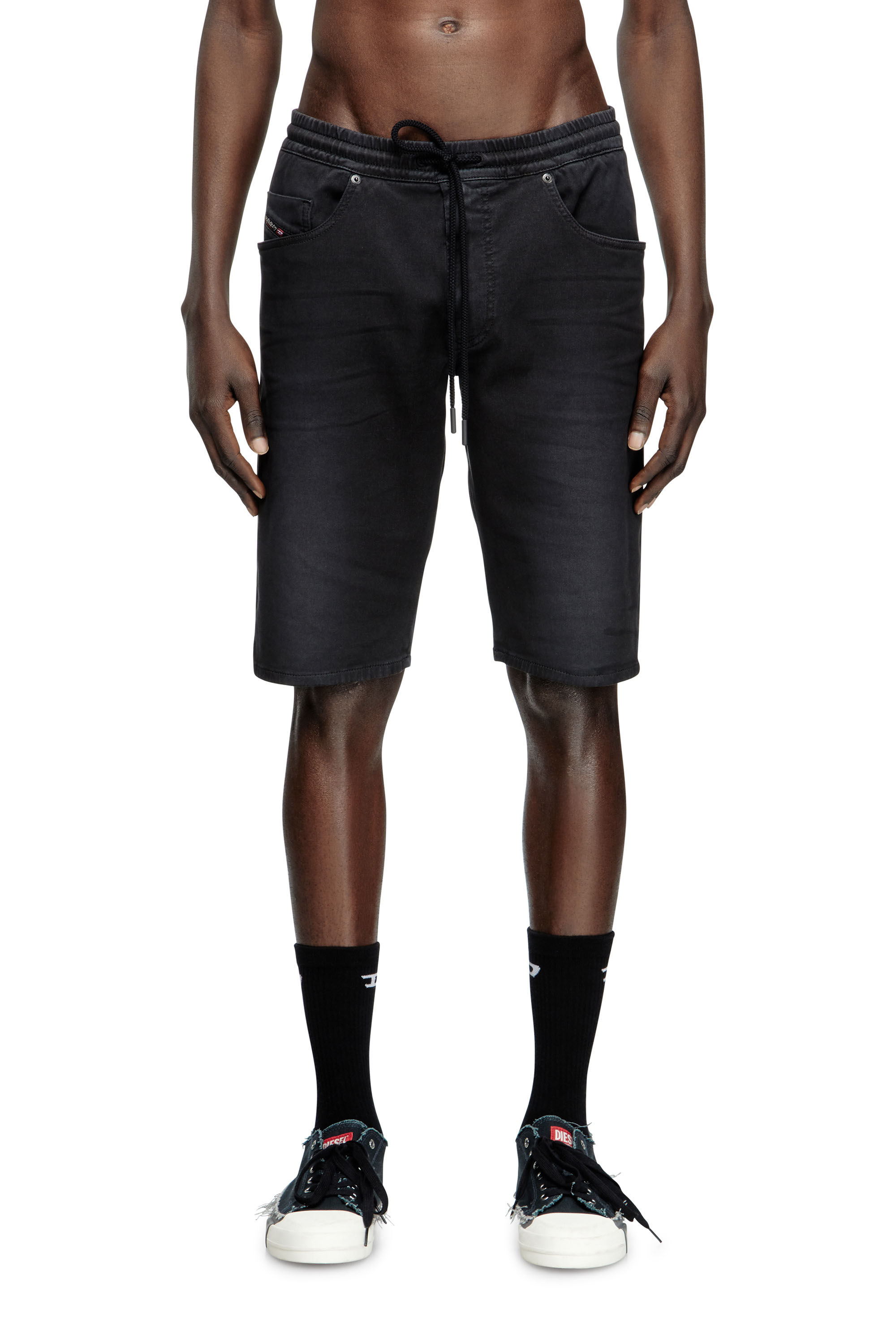 Diesel - 2033 D-KROOLEY-SHORT JOGG, Man's Chino shorts in JoggJeans in Black - 3