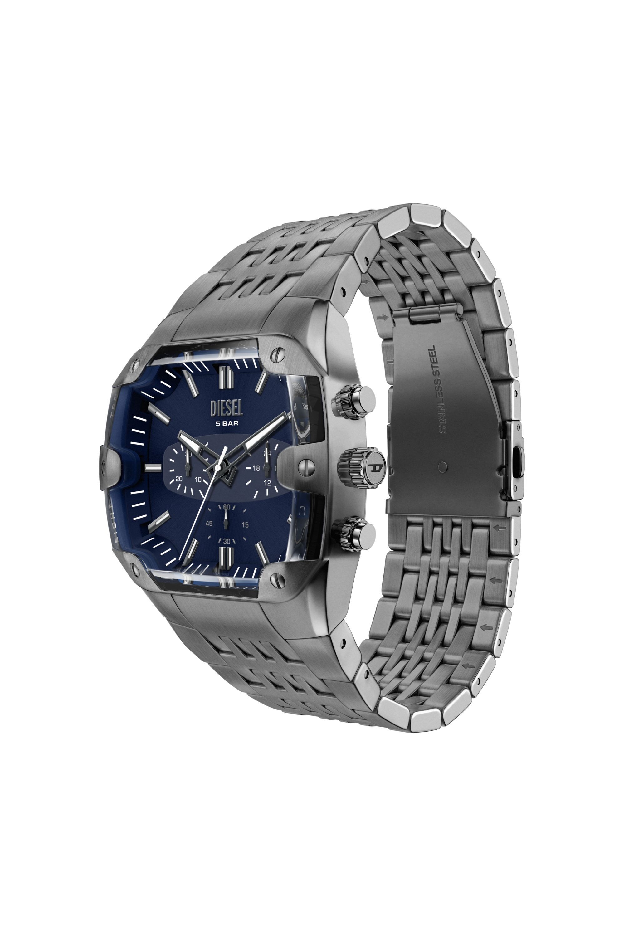 Diesel - DZ4717 WATCH, Man's Spiked Cushion gunmetal stainless steel watch in Dark grey - 5