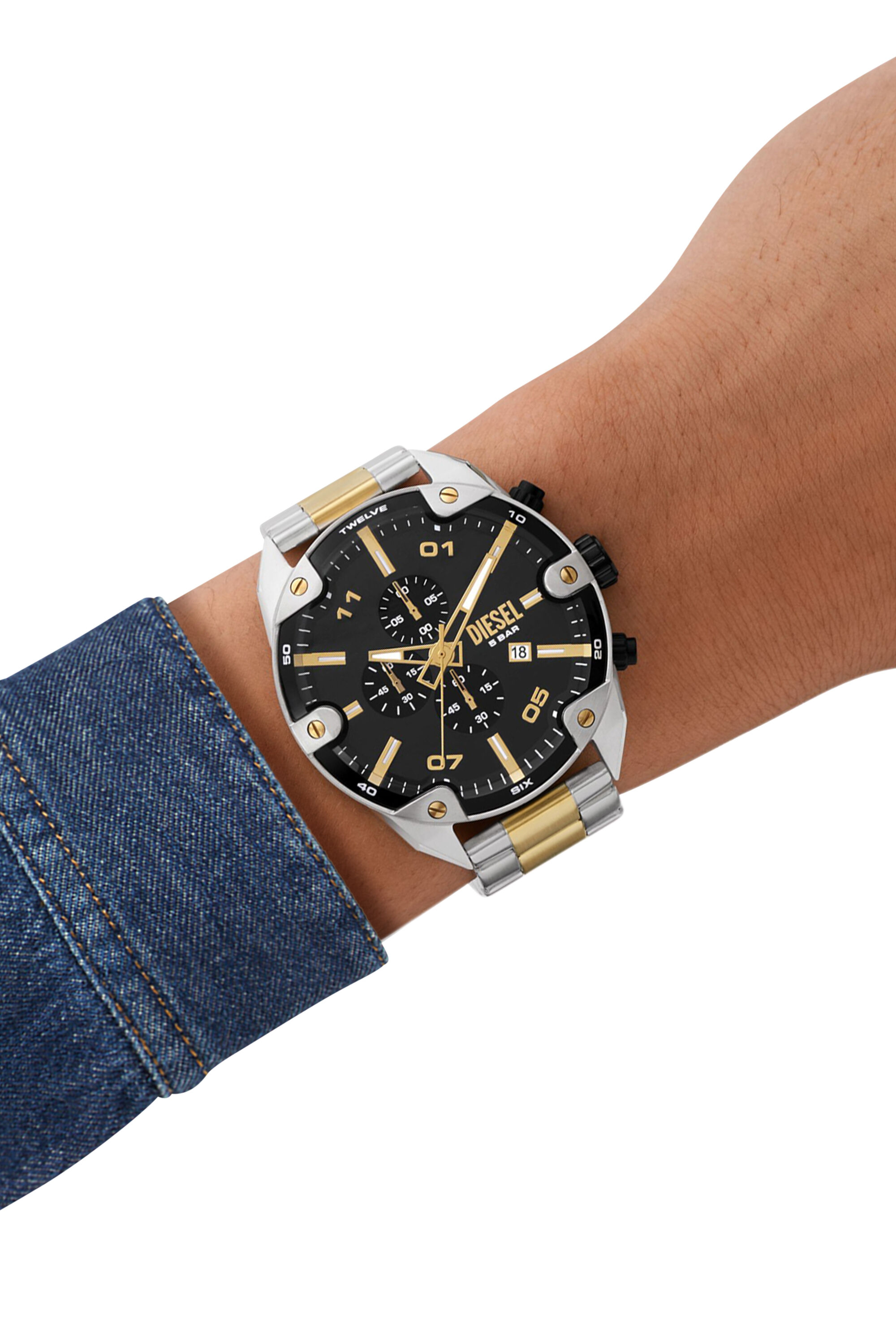 Men s Spiked Stainless Steel Watch Silver Diesel
