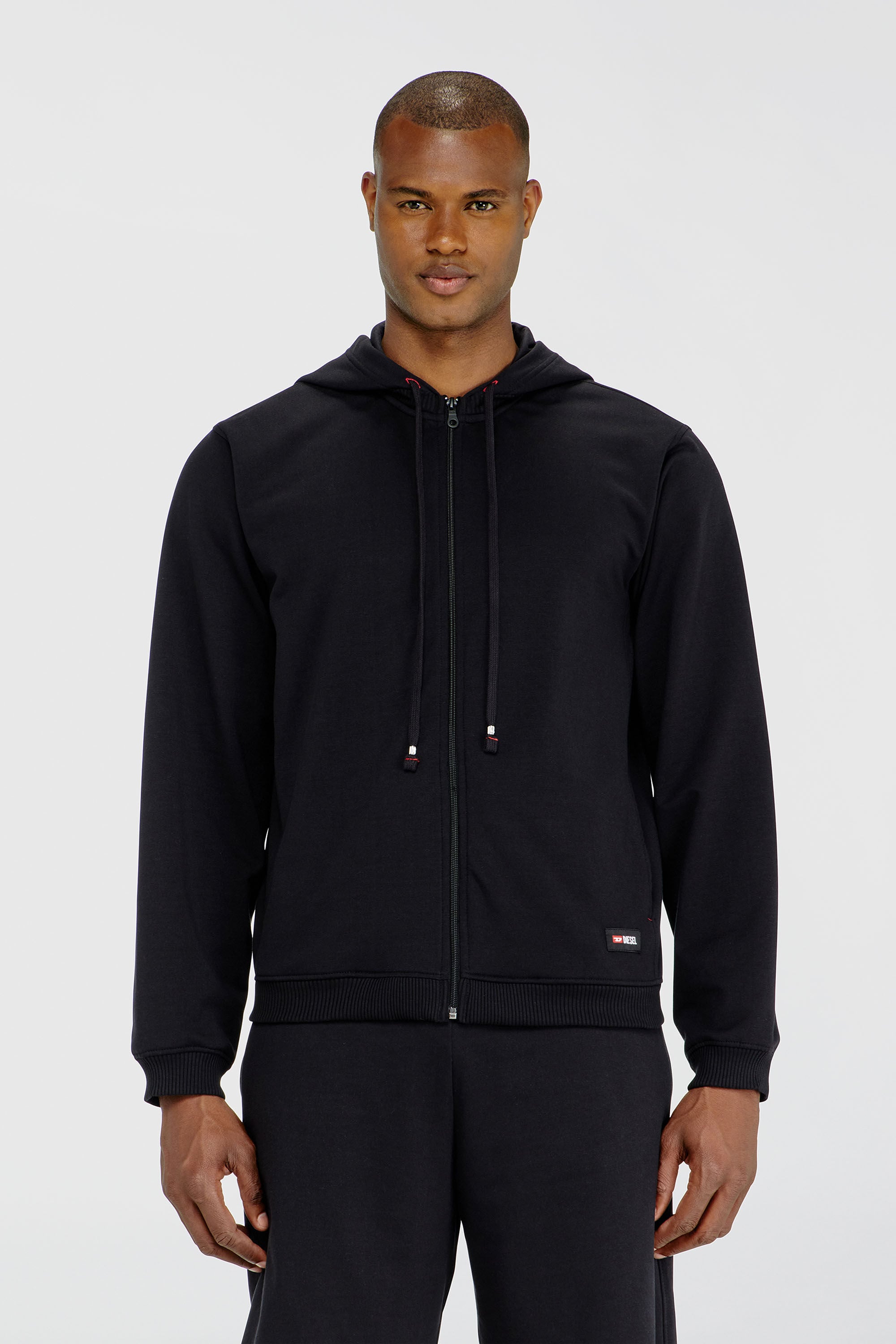 Diesel - JOY-D-CORE, Man's Hoodie in peached cotton blend in Black - 3