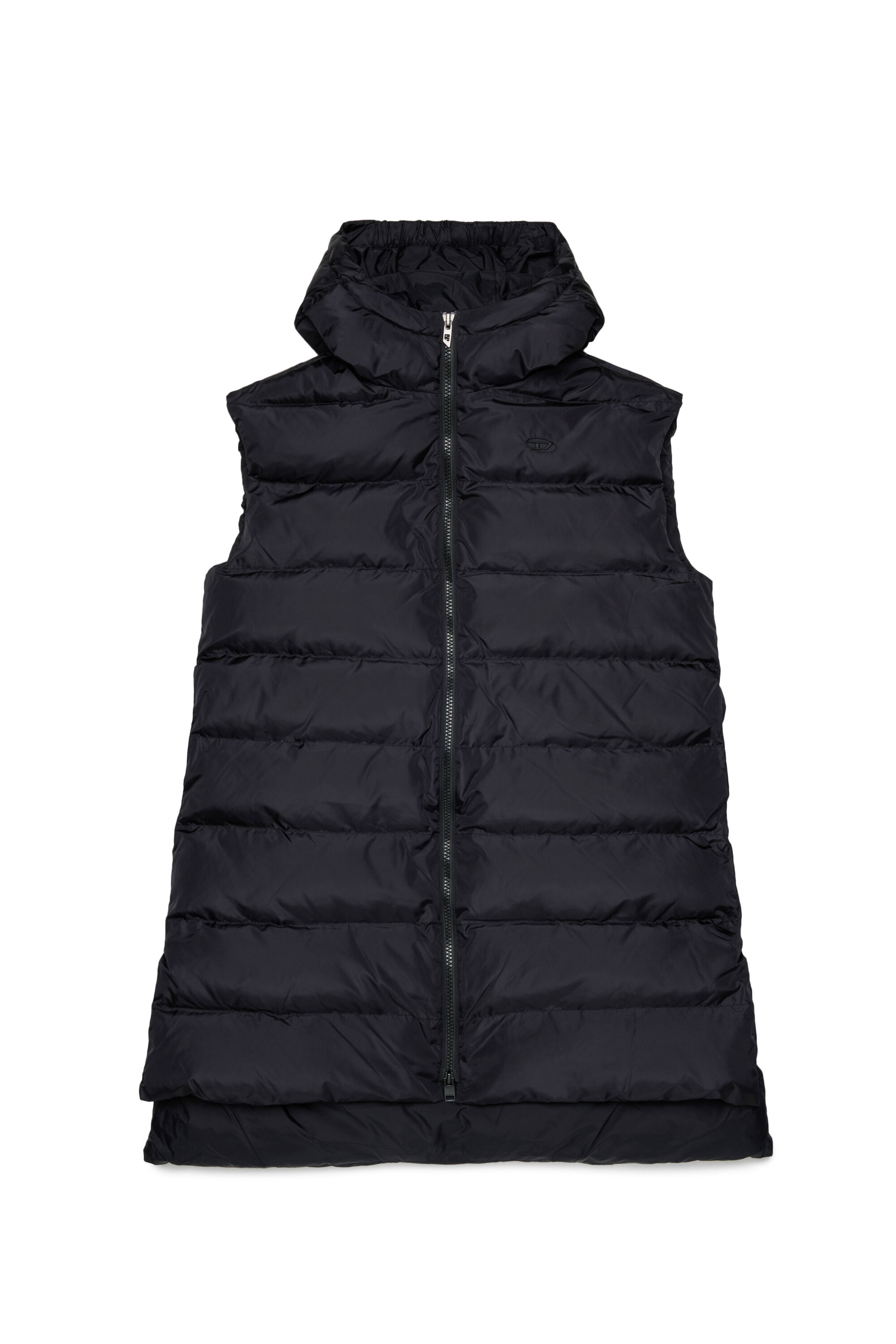Diesel - JFENNY, Woman's Longline hooded puffer vest in Black - 1