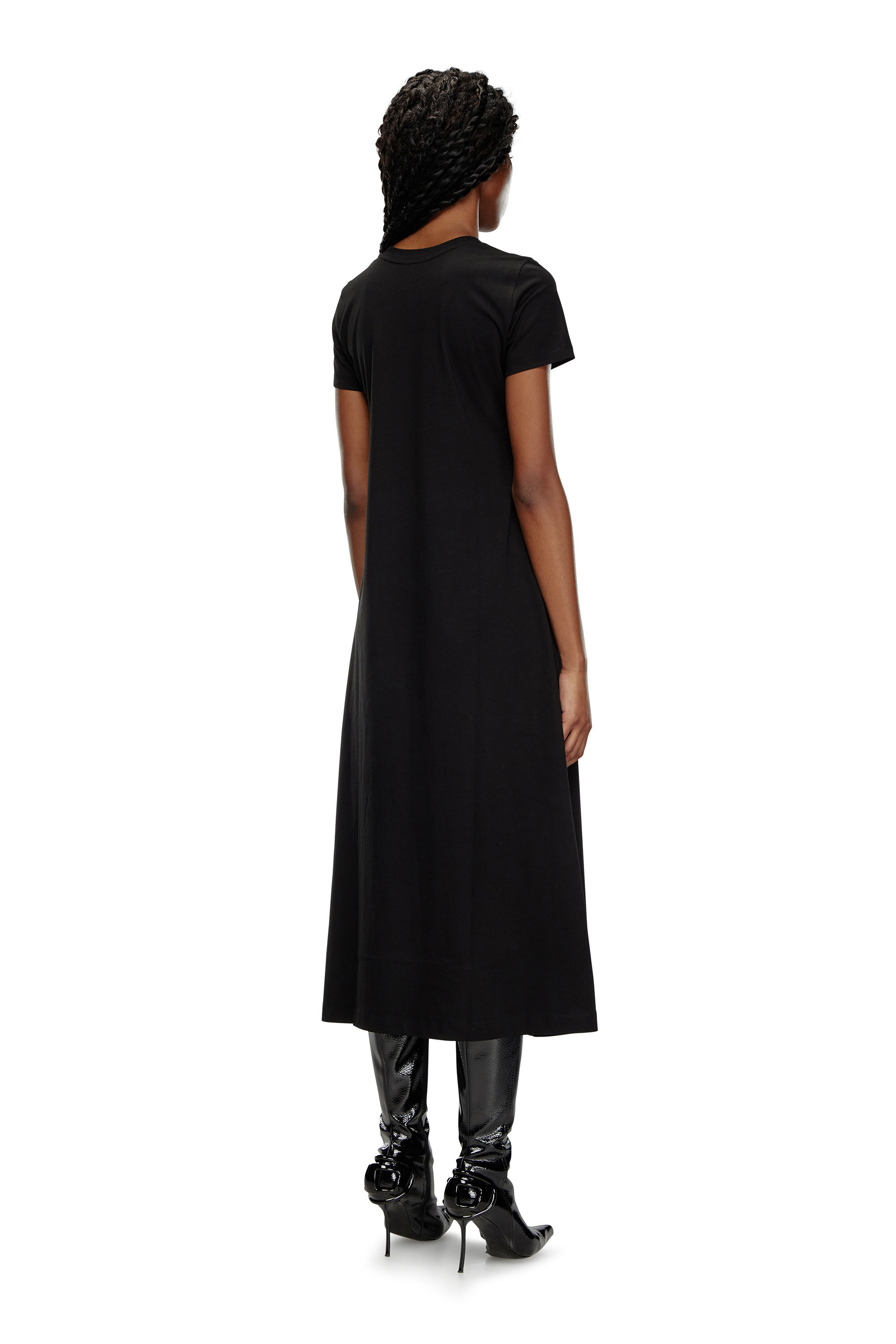 Women s T shirt dress with embroidered D Black Diesel
