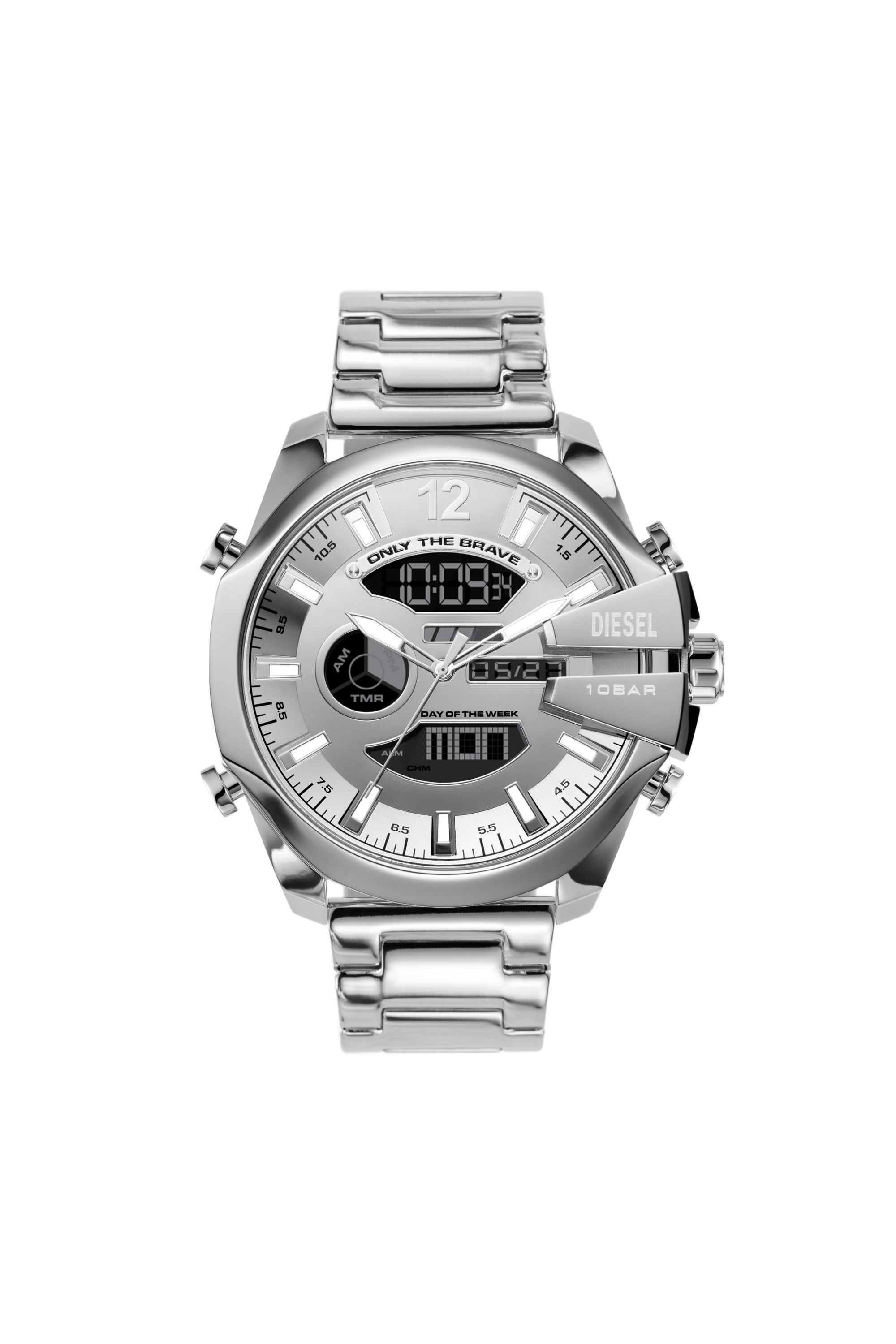 Men s Mega Chief ana digi stainless steel watch DZ4648 Diesel
