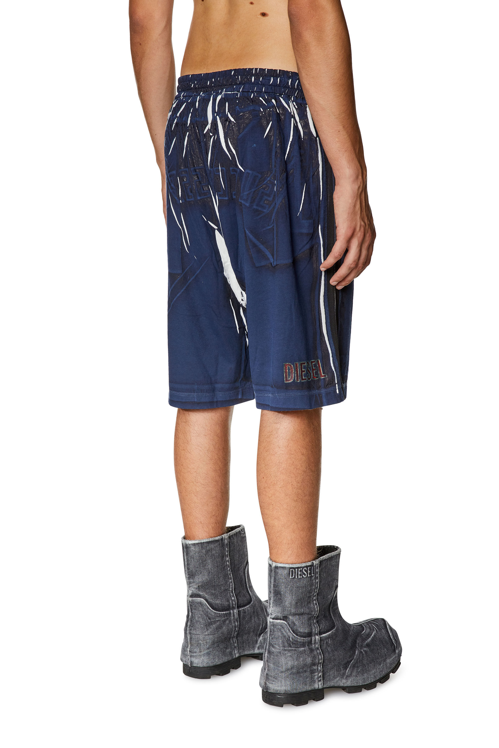 Diesel - P-ROWY, Man's Sweat shorts with shadowy overprint in Dark Blue - 4