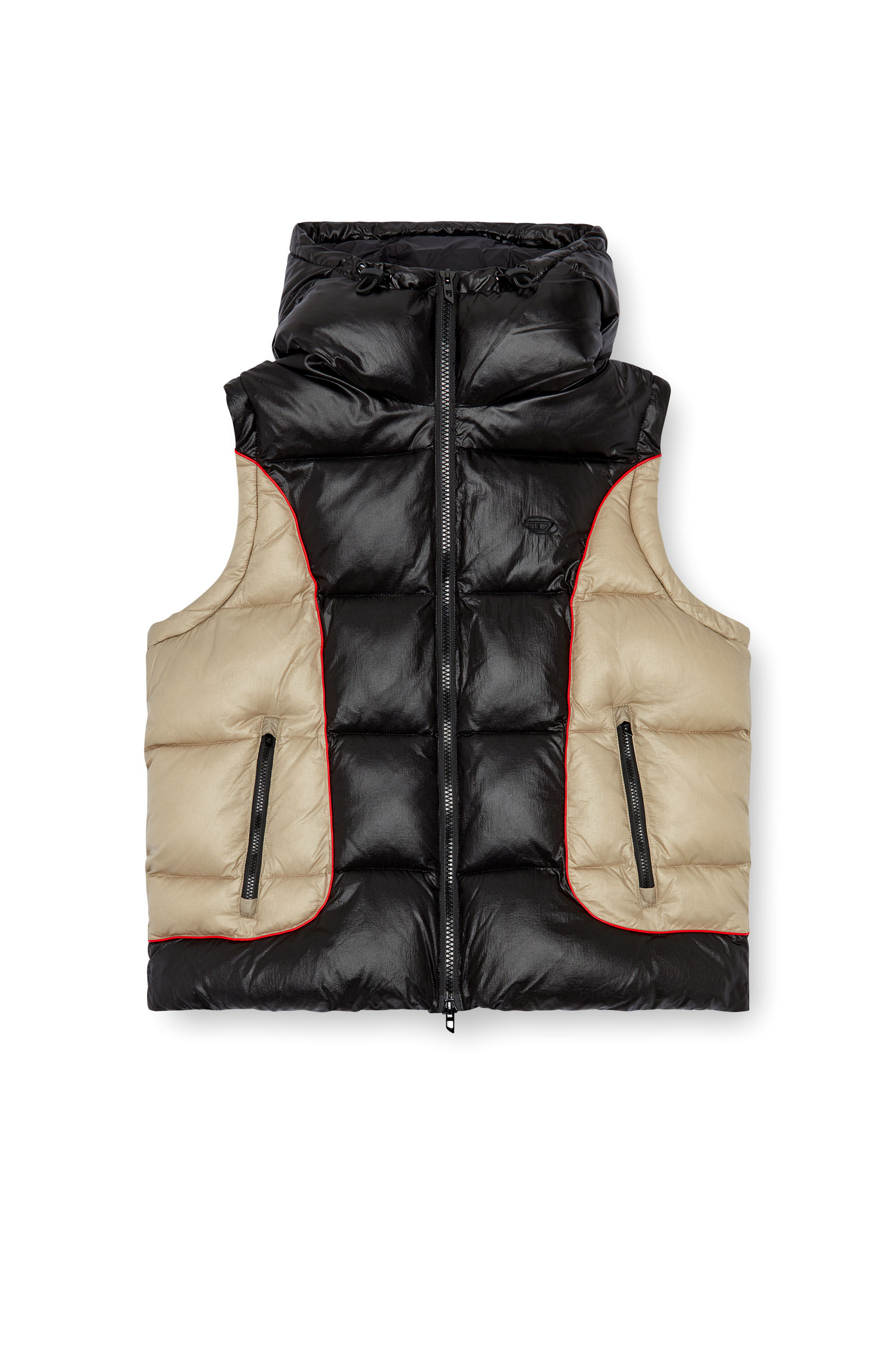 Men s Hooded puffer vest in shiny ripstop Multicolor Diesel