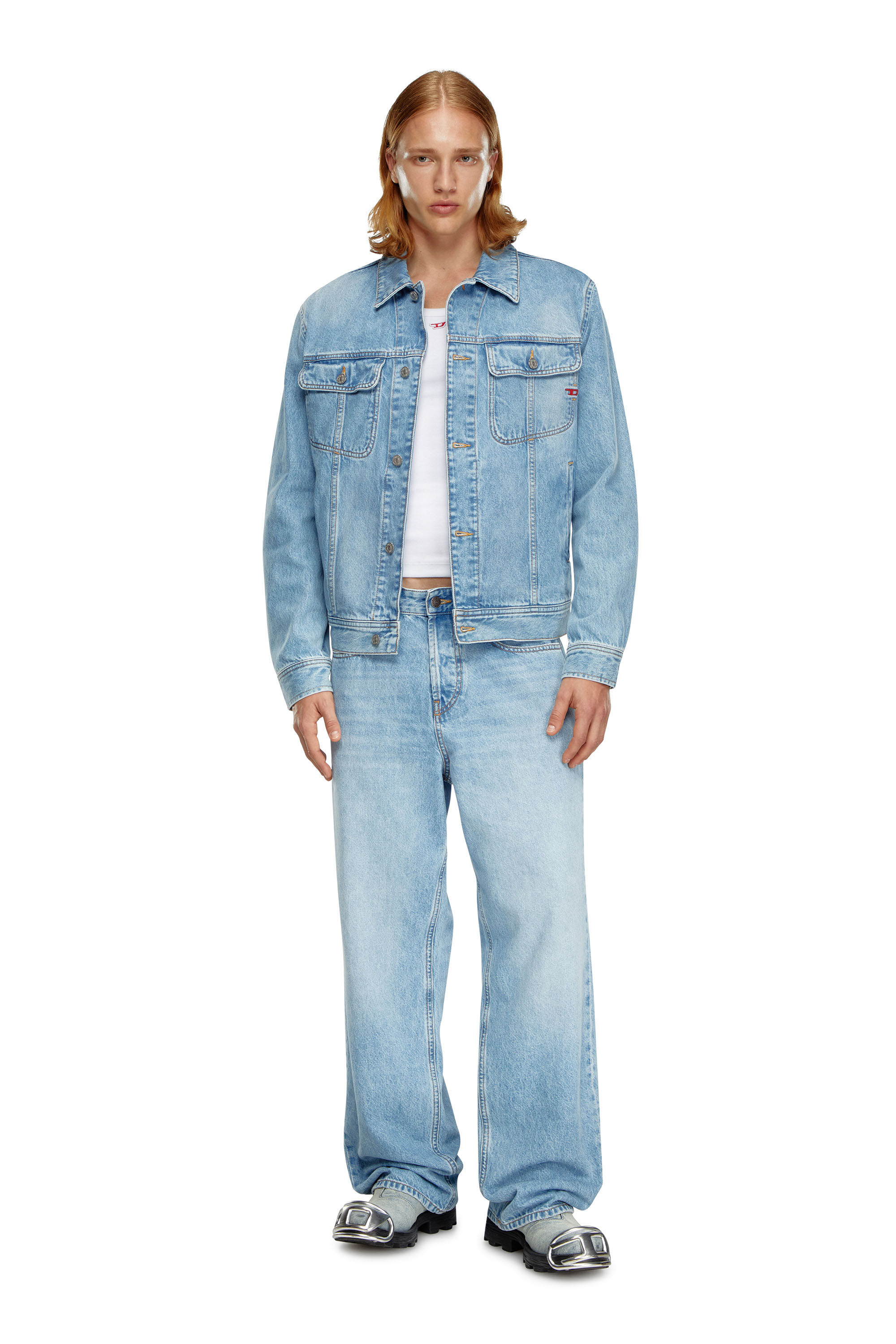 Light blue trucker jacket new arrivals