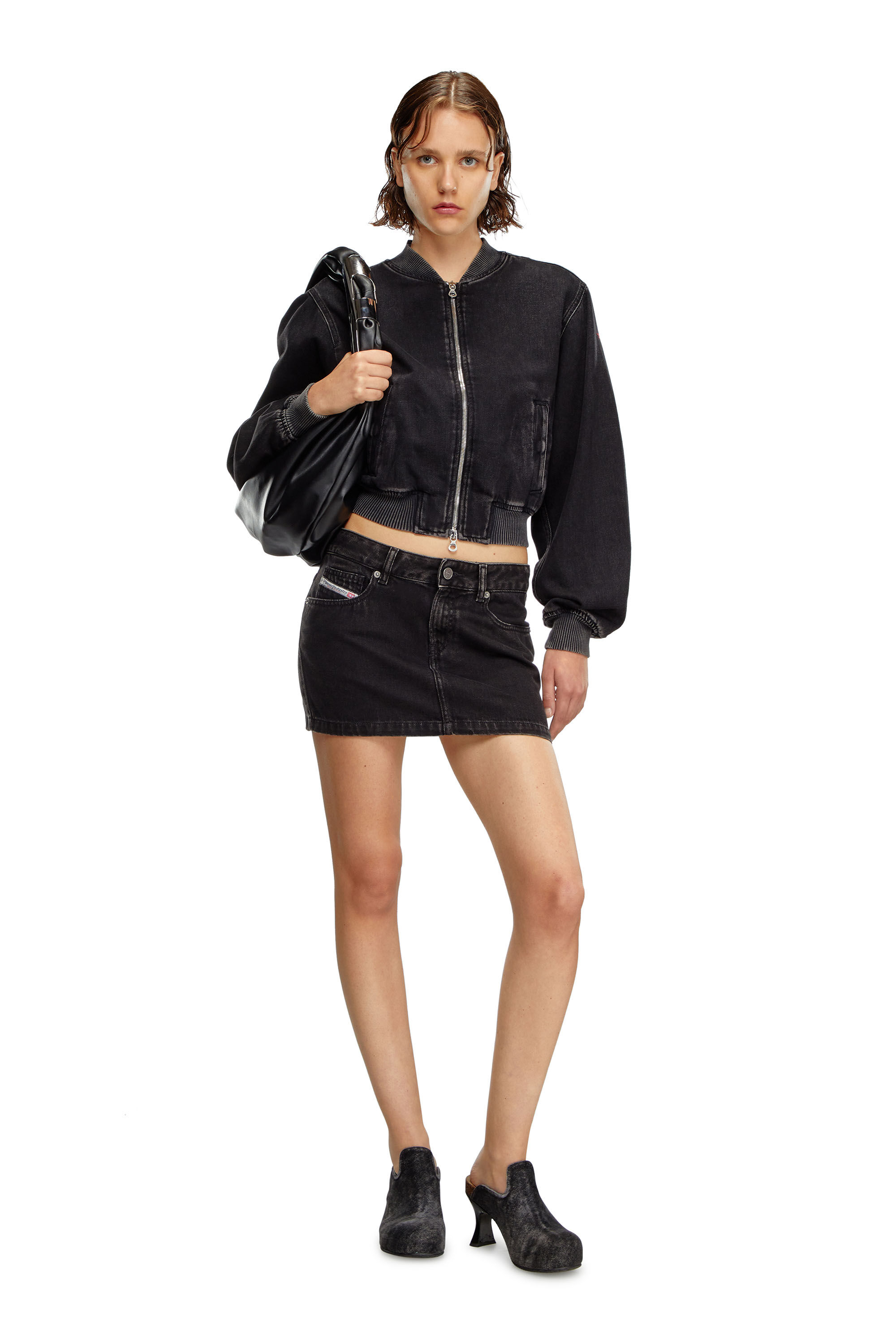 ◆DIESEL◆ DE Ron Skirt Black A0493509I3502 A0493509I3502FW2 Women's Mini skirt in clean-wash denim | Black | Diesel