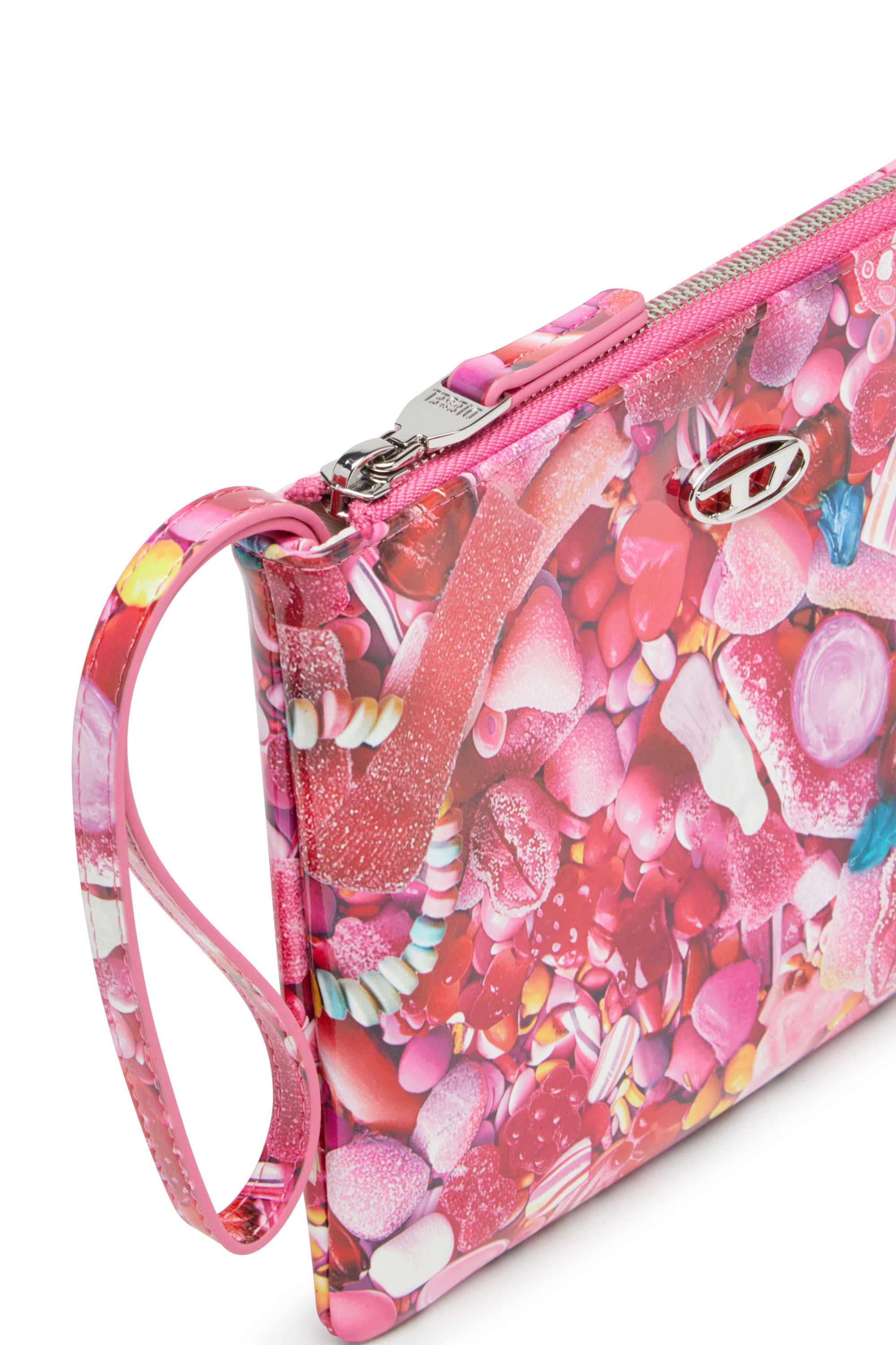 DIESEL ☆ Pouch in printed glossy PU ピンク×ホワイト Women's Pouch in printed glossy PU | Pink | Diesel