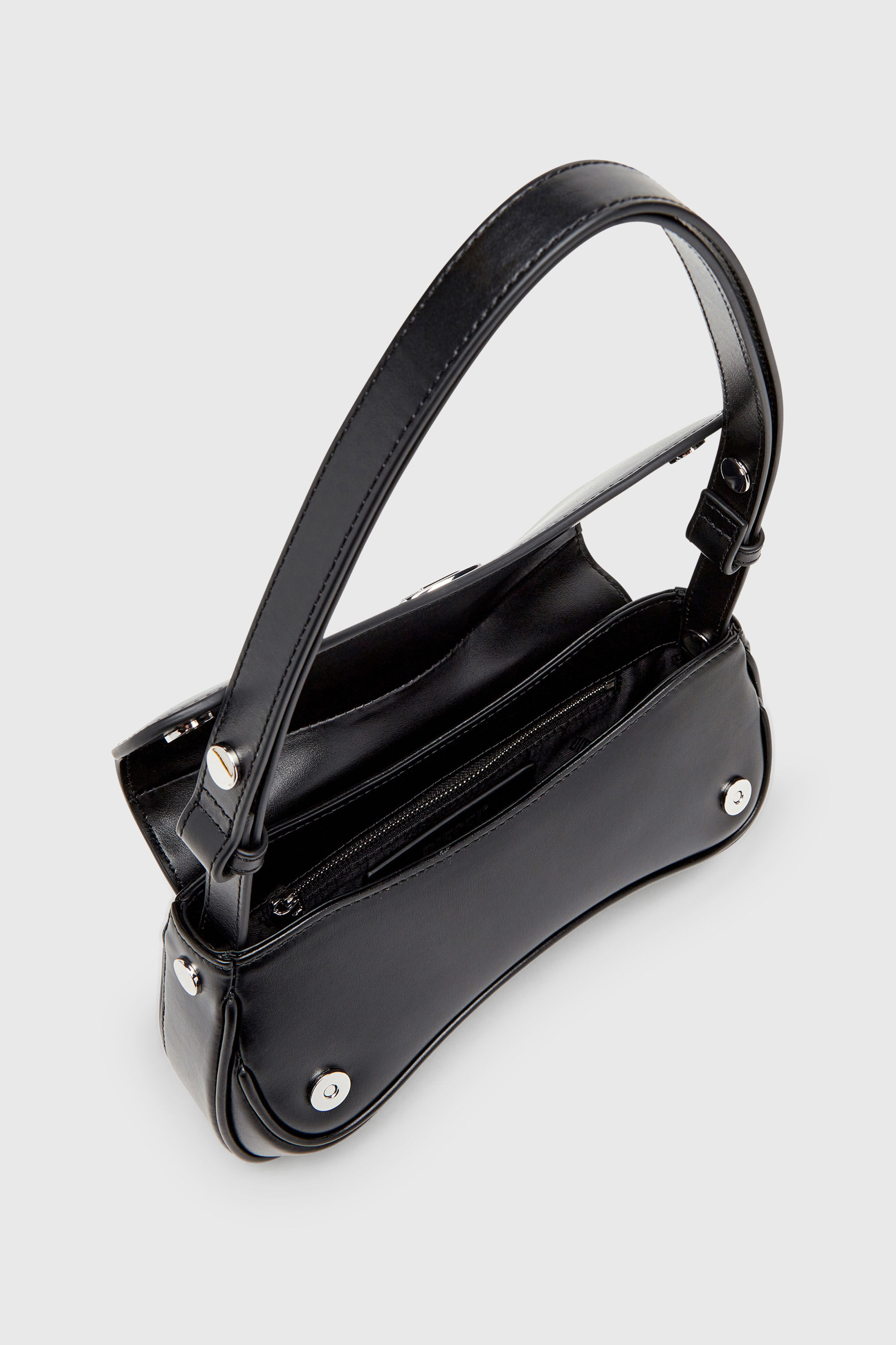 Diesel - PLAY CLUTCH, Woman's Play-Semi gloss leather shoulder bag in Black - 6