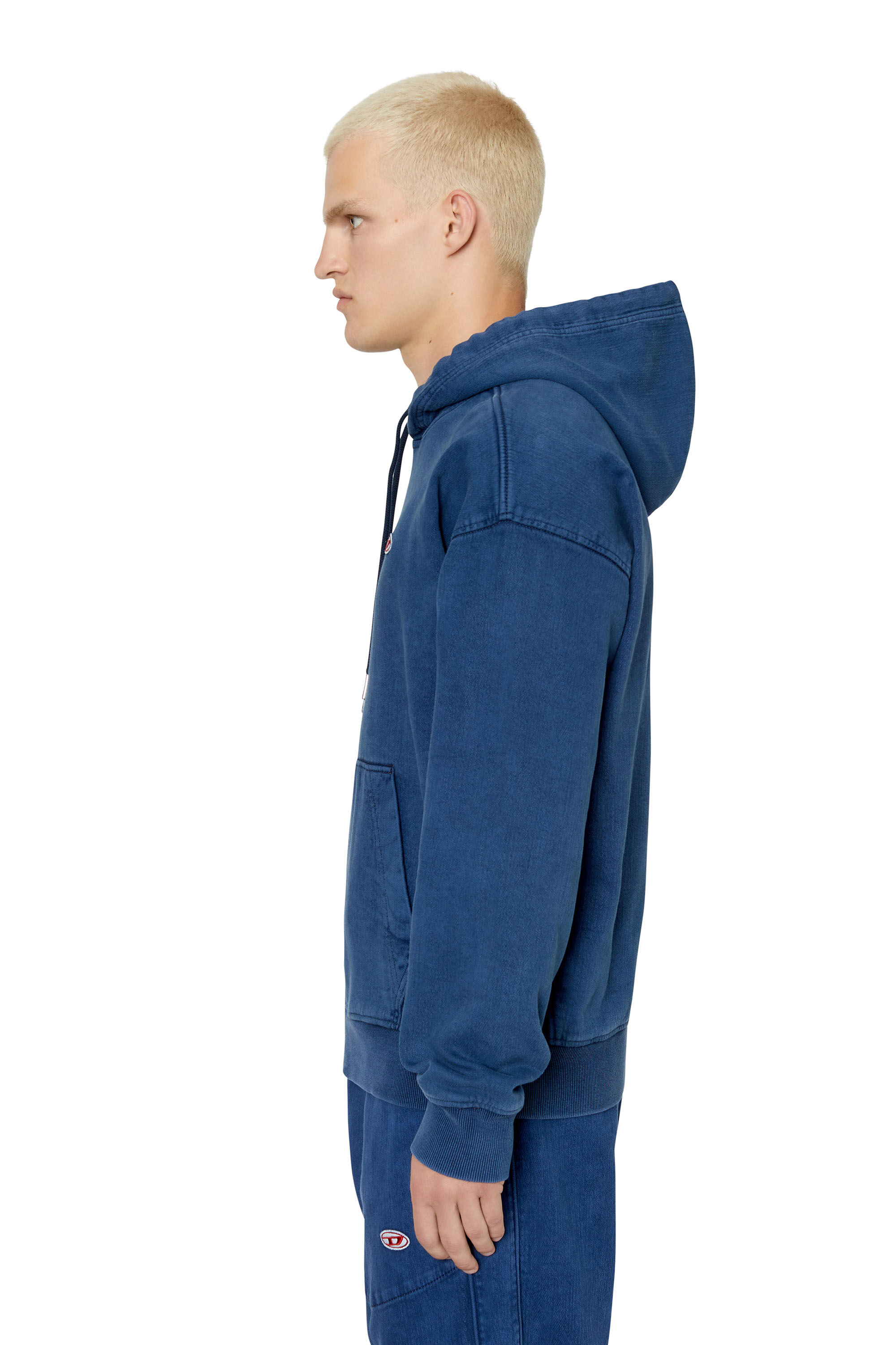 Diesel - D-UM-RIB TRACK DENIM HOODIE, Dark Blue - Image 5