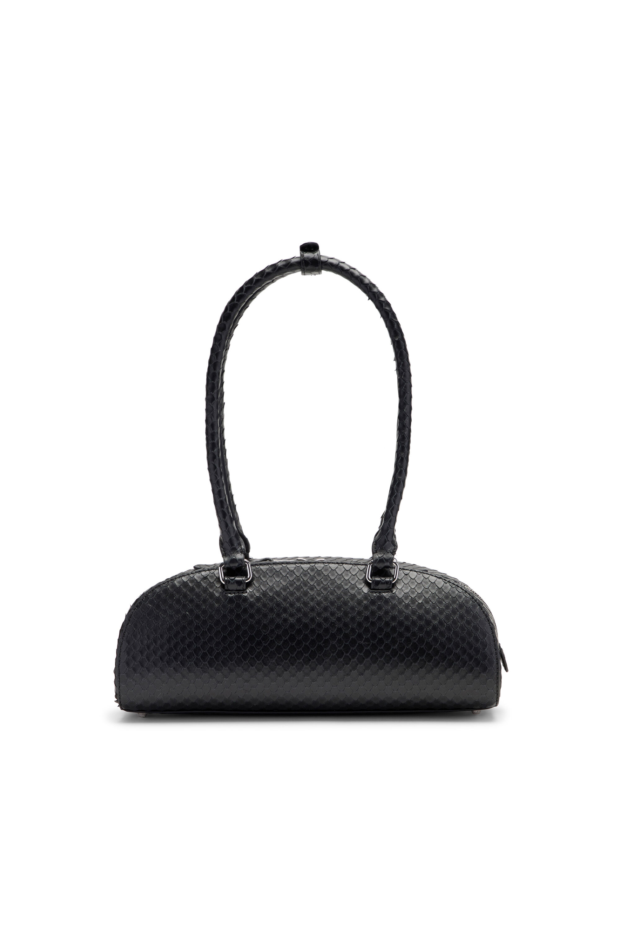 Diesel - 1DR DOME SHOULDER EW, Woman's 1DR Dome-Elongated bowling bag in snake-effect leather in Black - 3