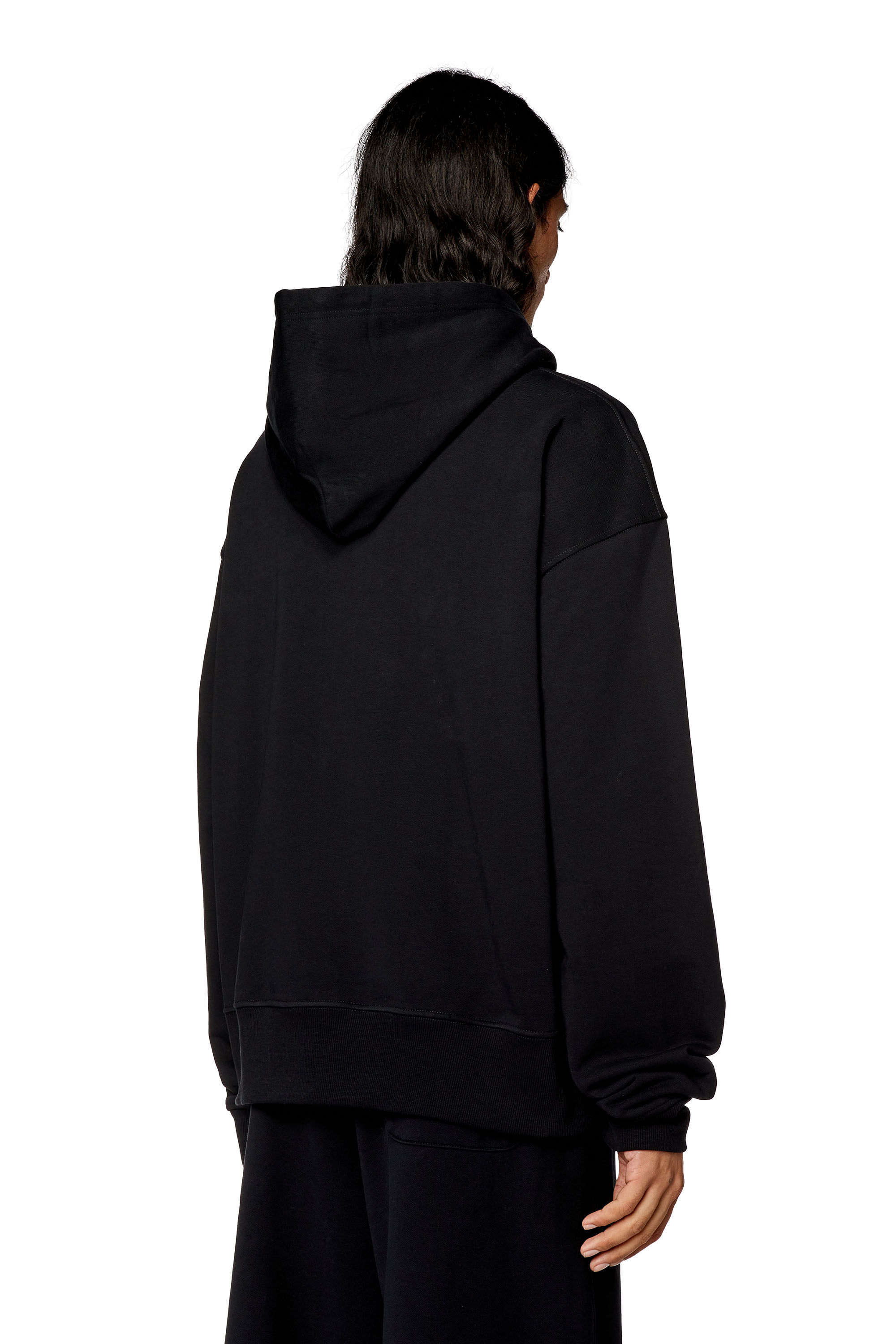 S MACS HOOD OD Men Oversized black hoodie metallic logo Diesel