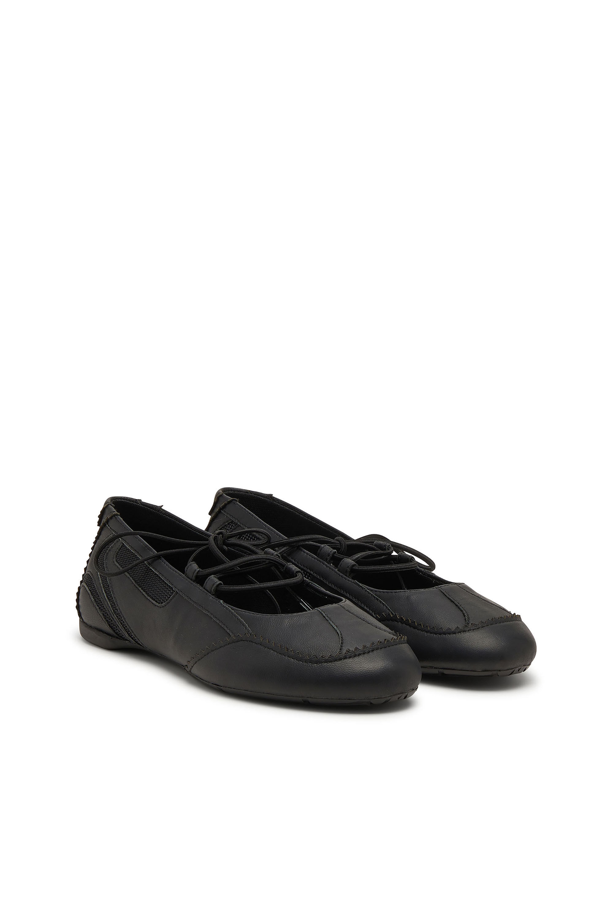 Women's D-Mile - Lace-up ballerina flats in leather and mesh
