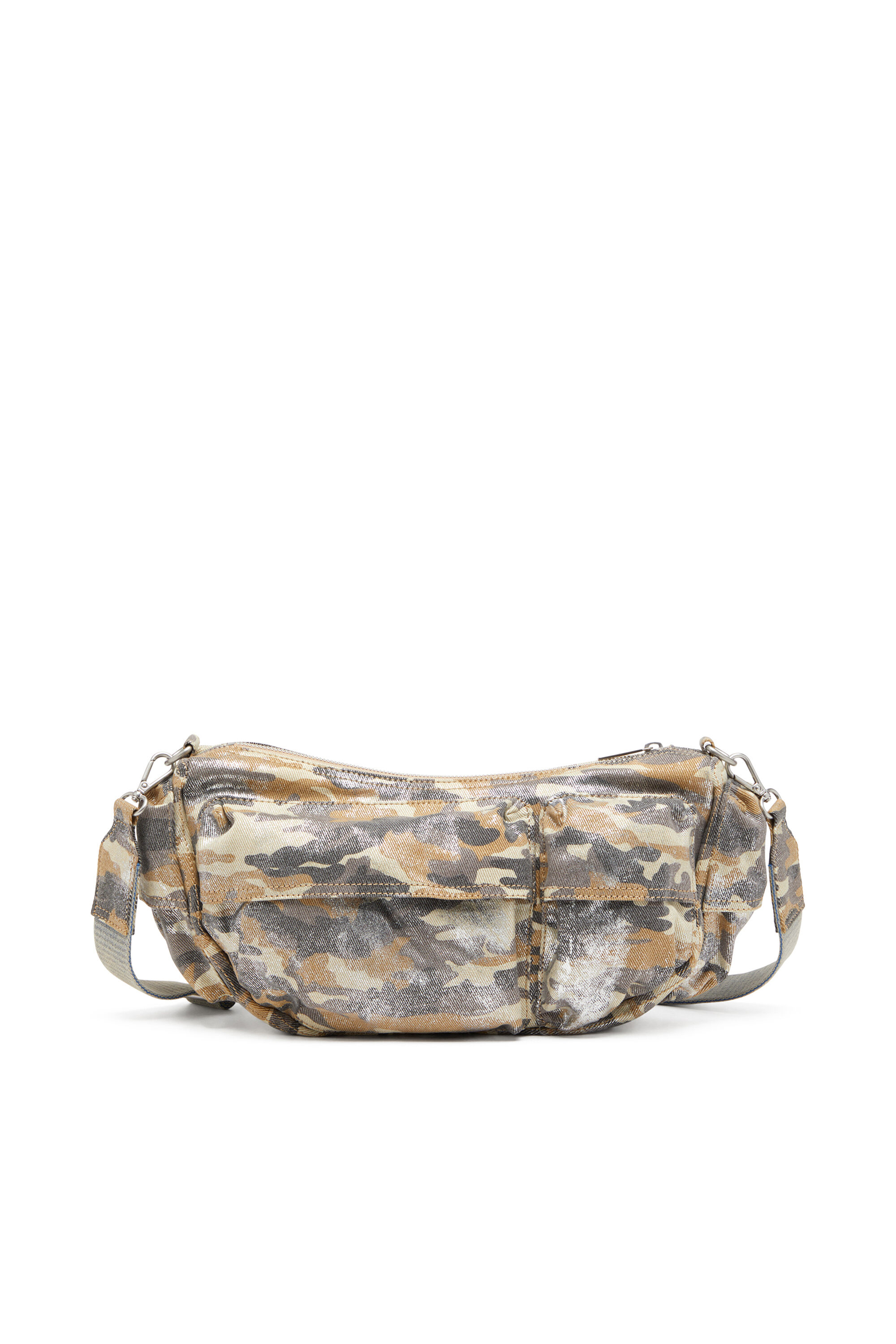 Diesel - MULTI-PKTS SHOULDER BAG X, Woman's Multi-Pkts-Multipocket bag in metallic camo twill in Multicolor/Brown - 3